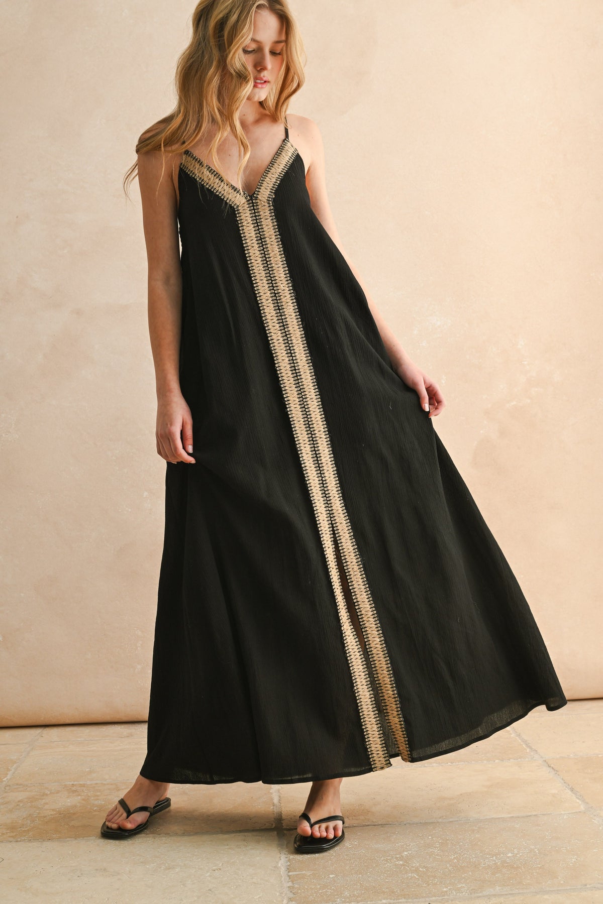 NYLAND Ismay Straw Trimmed Dress