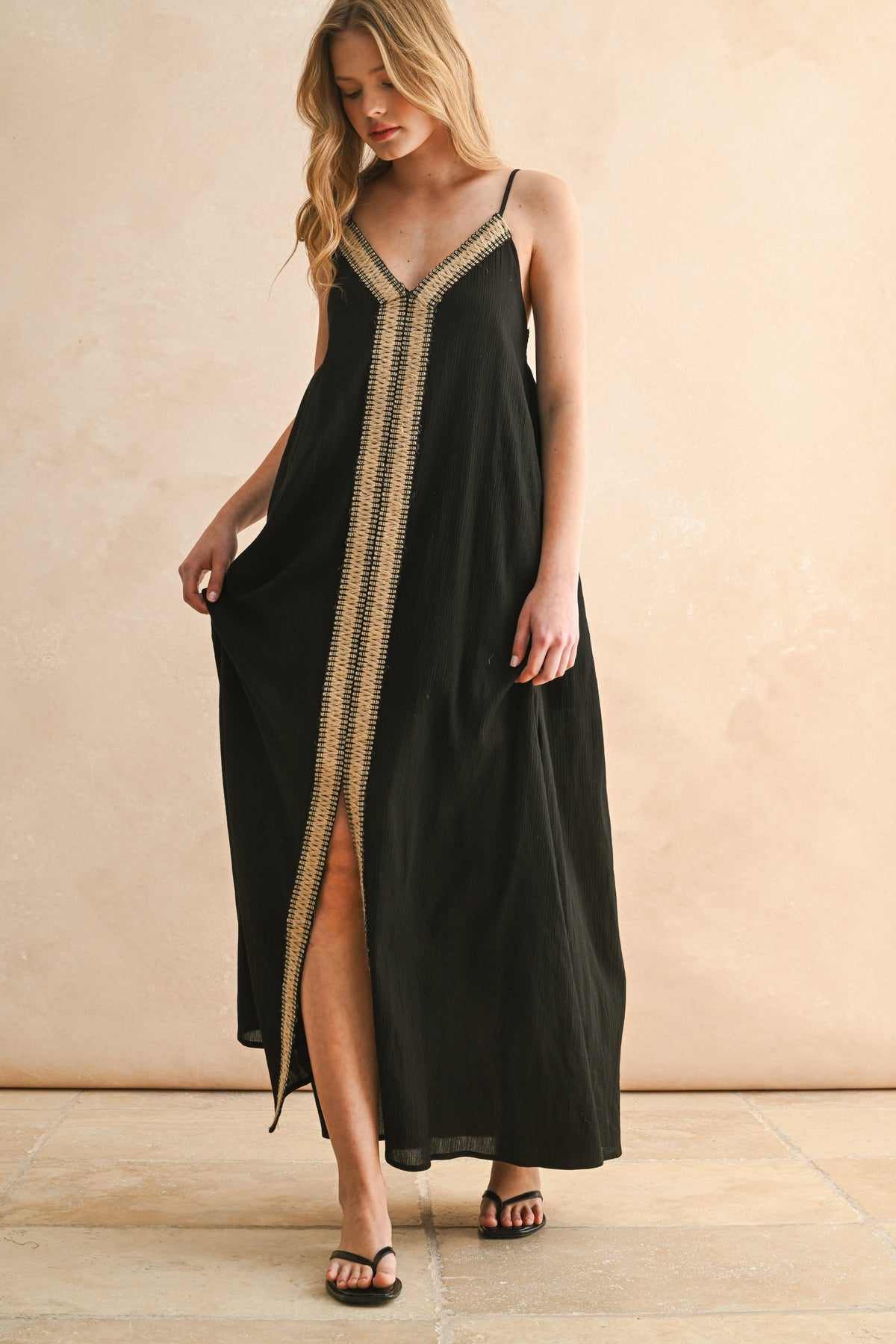 NYLAND Ismay Straw Trimmed Dress
