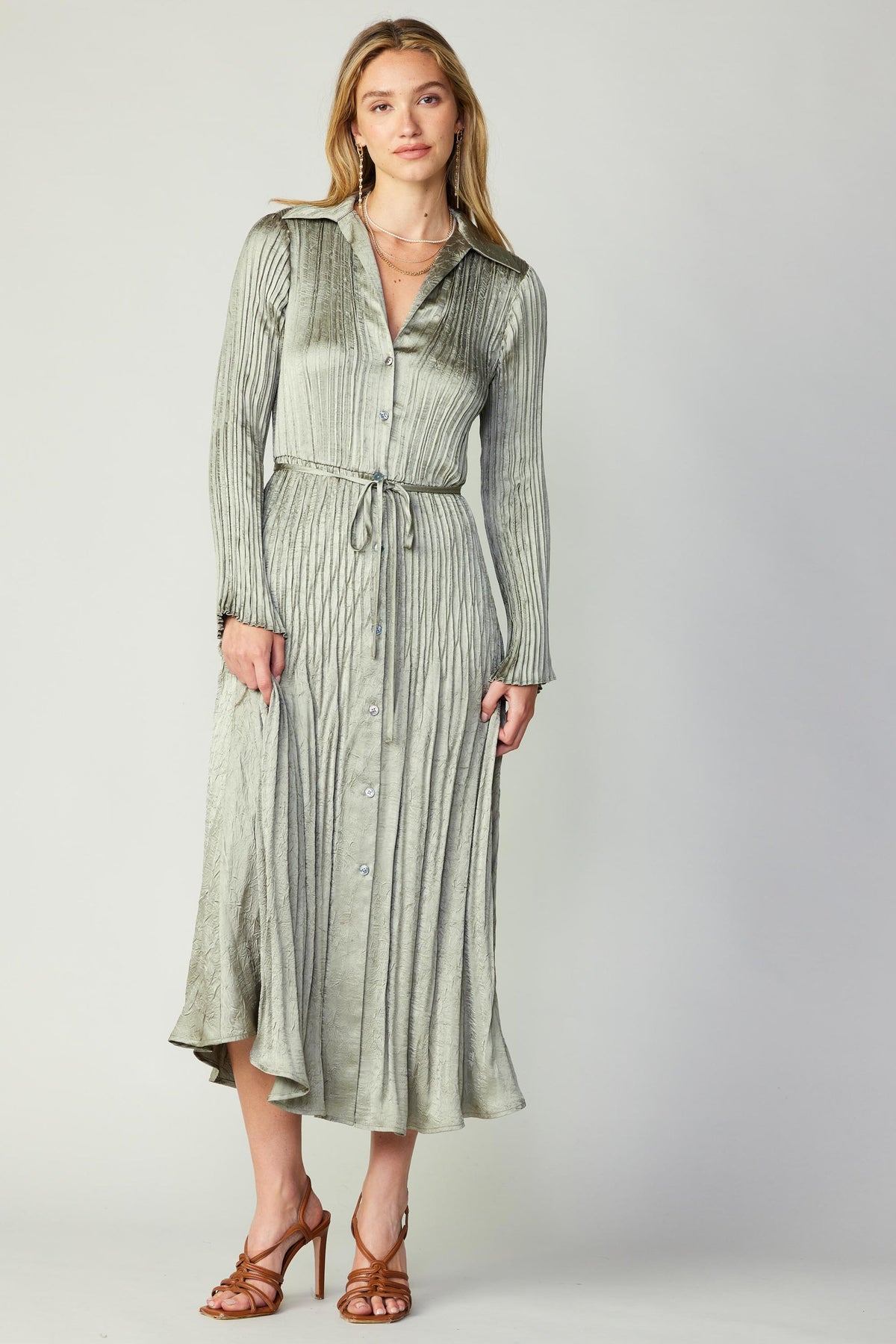 NYLAND Audrey LS Pleated Shirt Dress