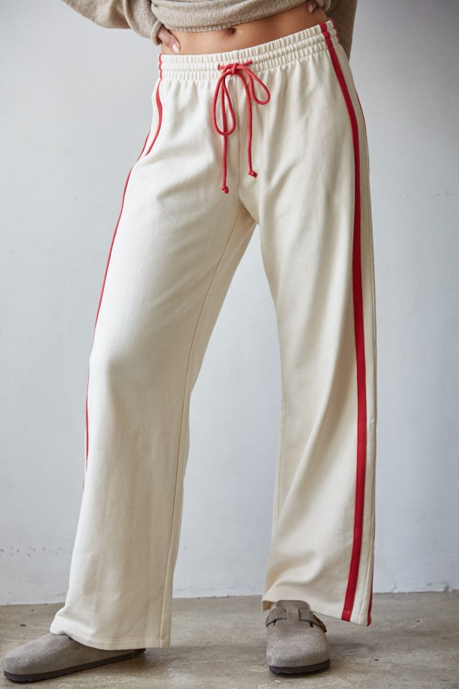 NYLAND Victory Stripe Pants Cream Red
