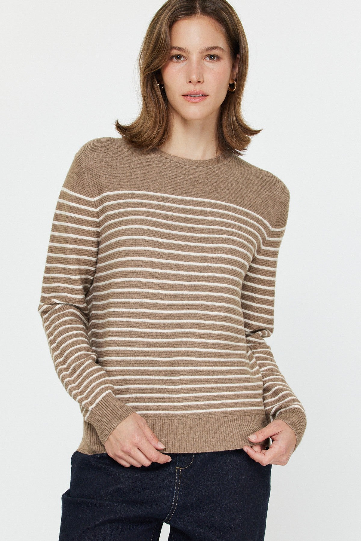NYLAND Mercer Stripe Pull Over Sweater Tan