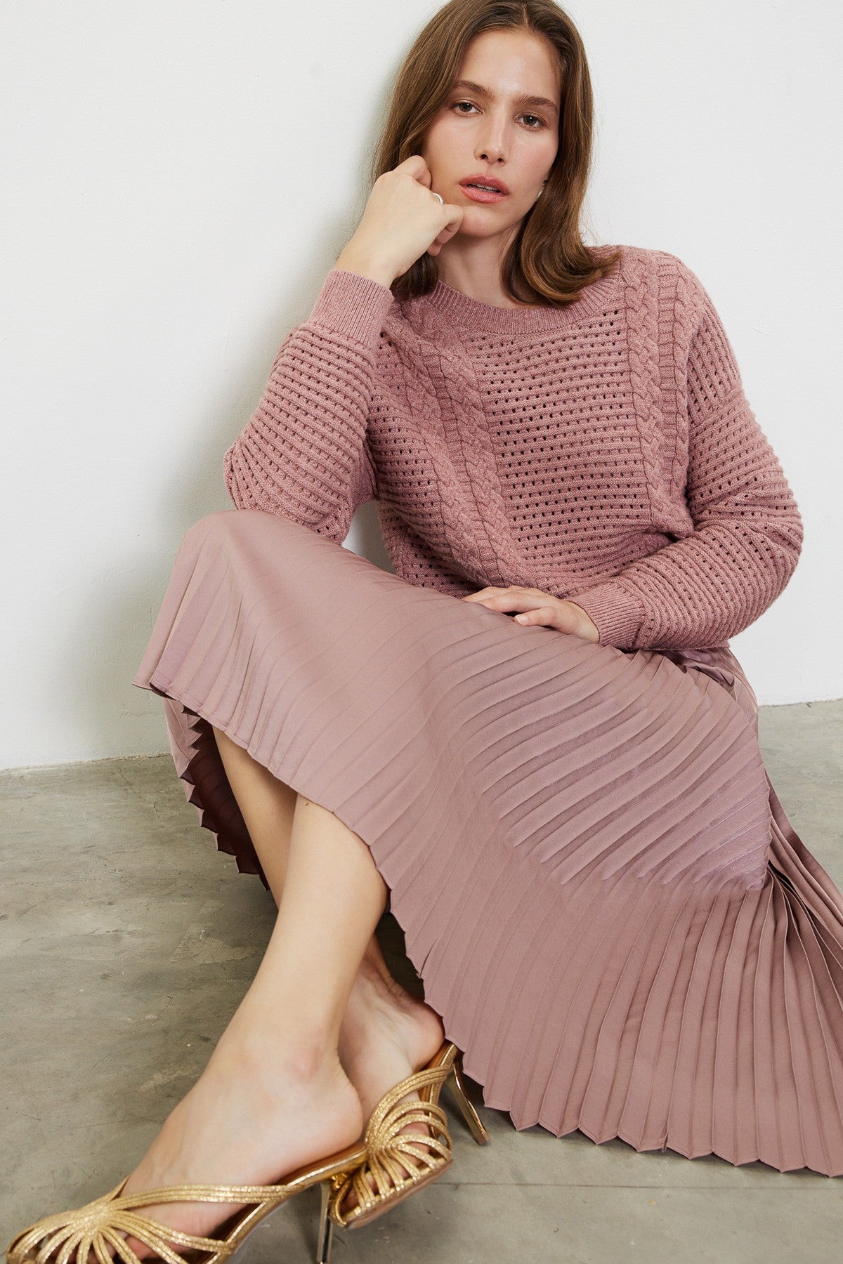 NYLAND Clea Sweater and Pleated Dress Set
