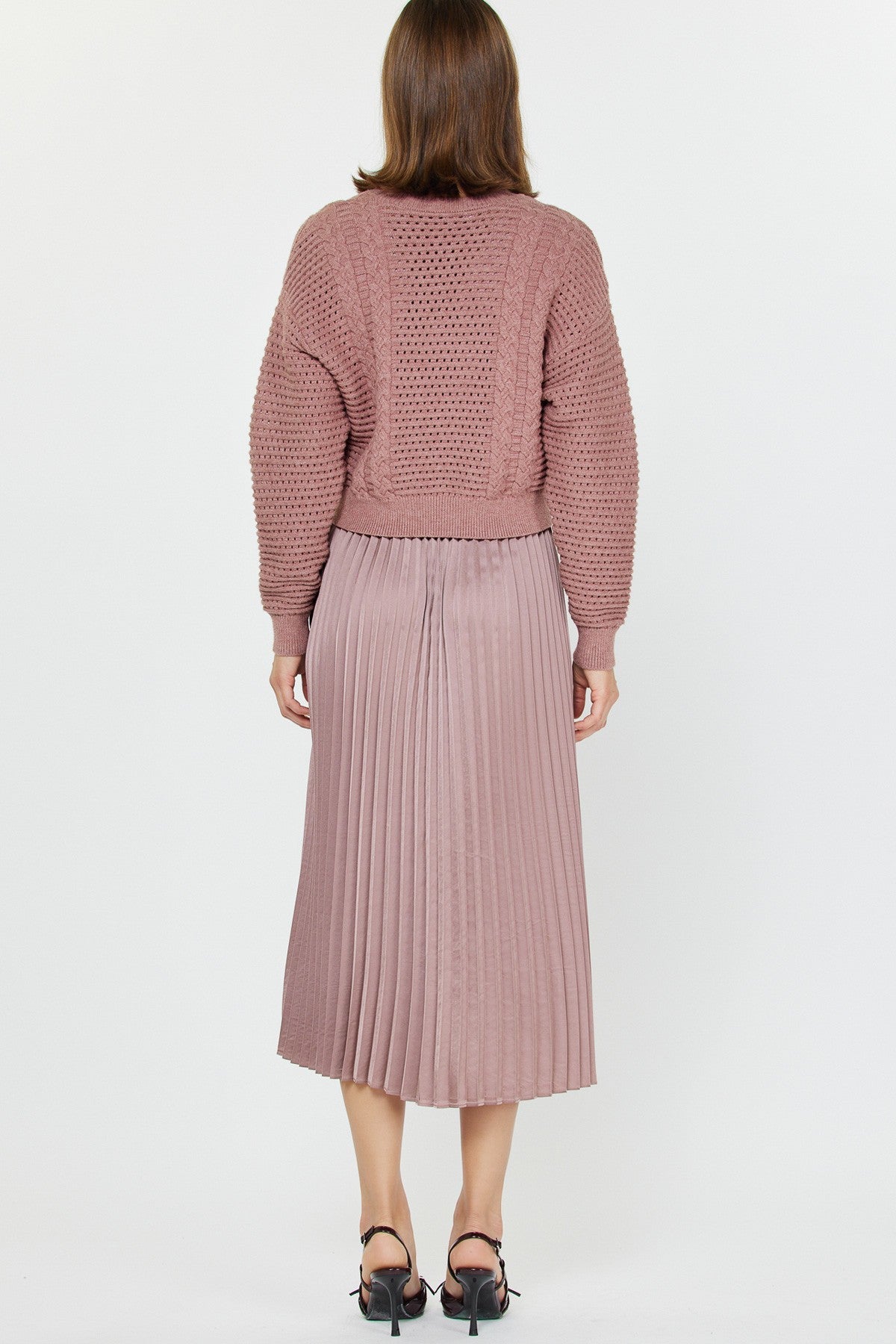 NYLAND Clea Sweater and Pleated Dress Set in Ash Rose