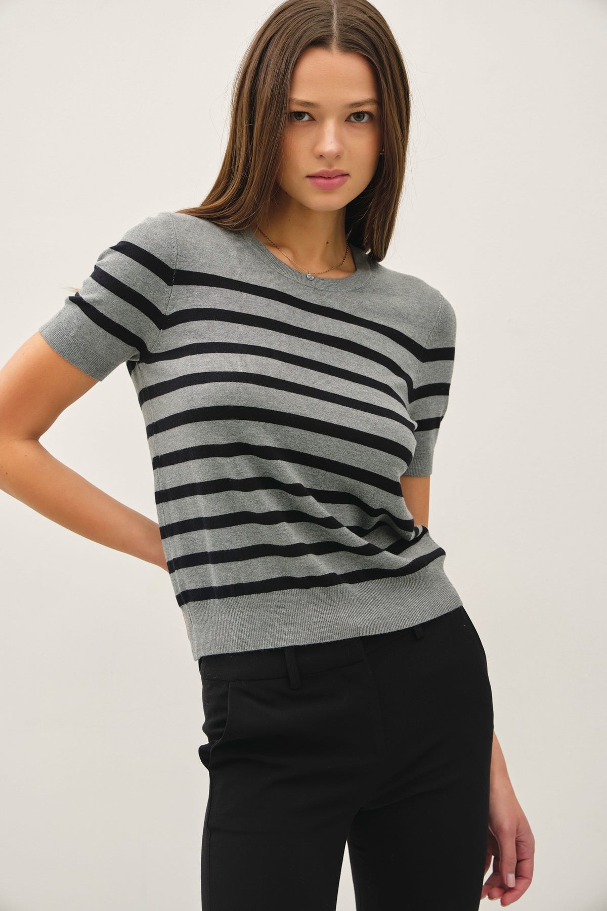 NYLAND Magdalen Striped Sweater Tee w/ Cuffing