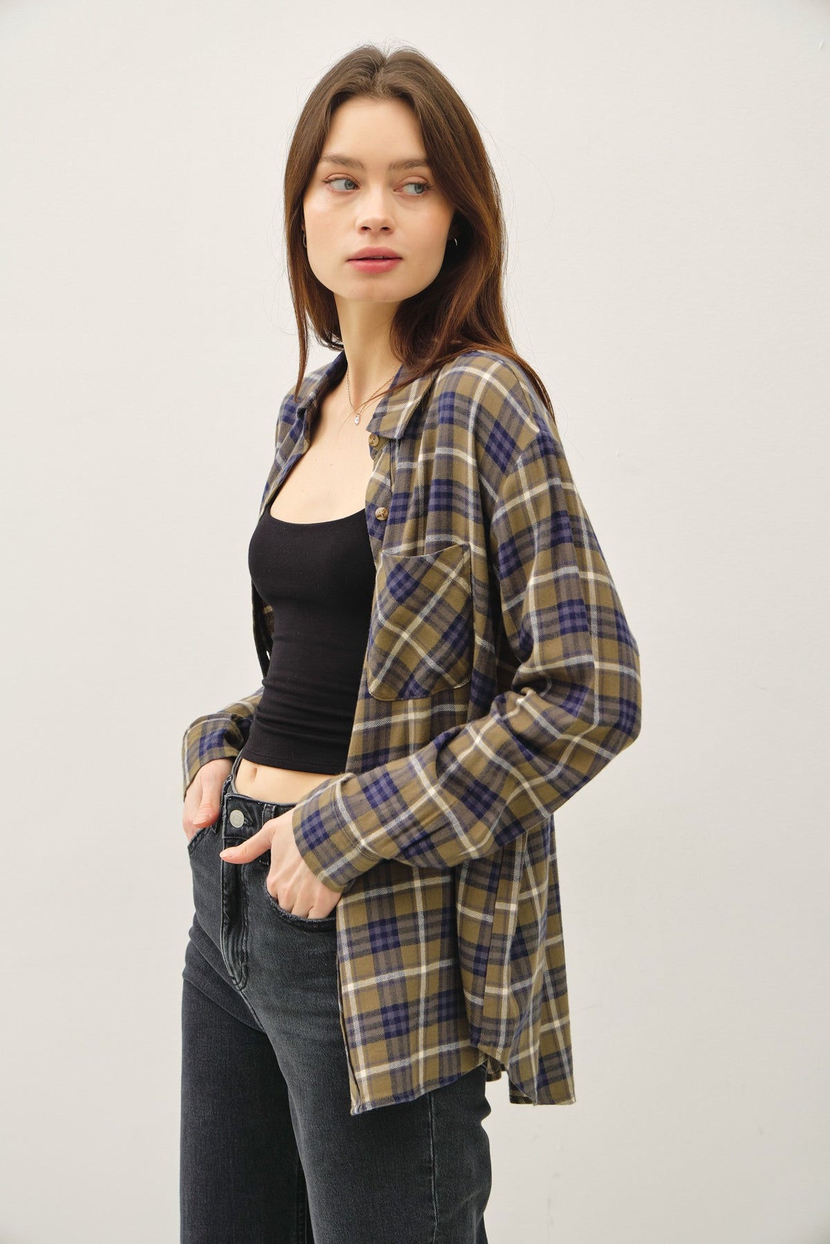 NYLAND Liora Scottish Plaid Classic Shirt