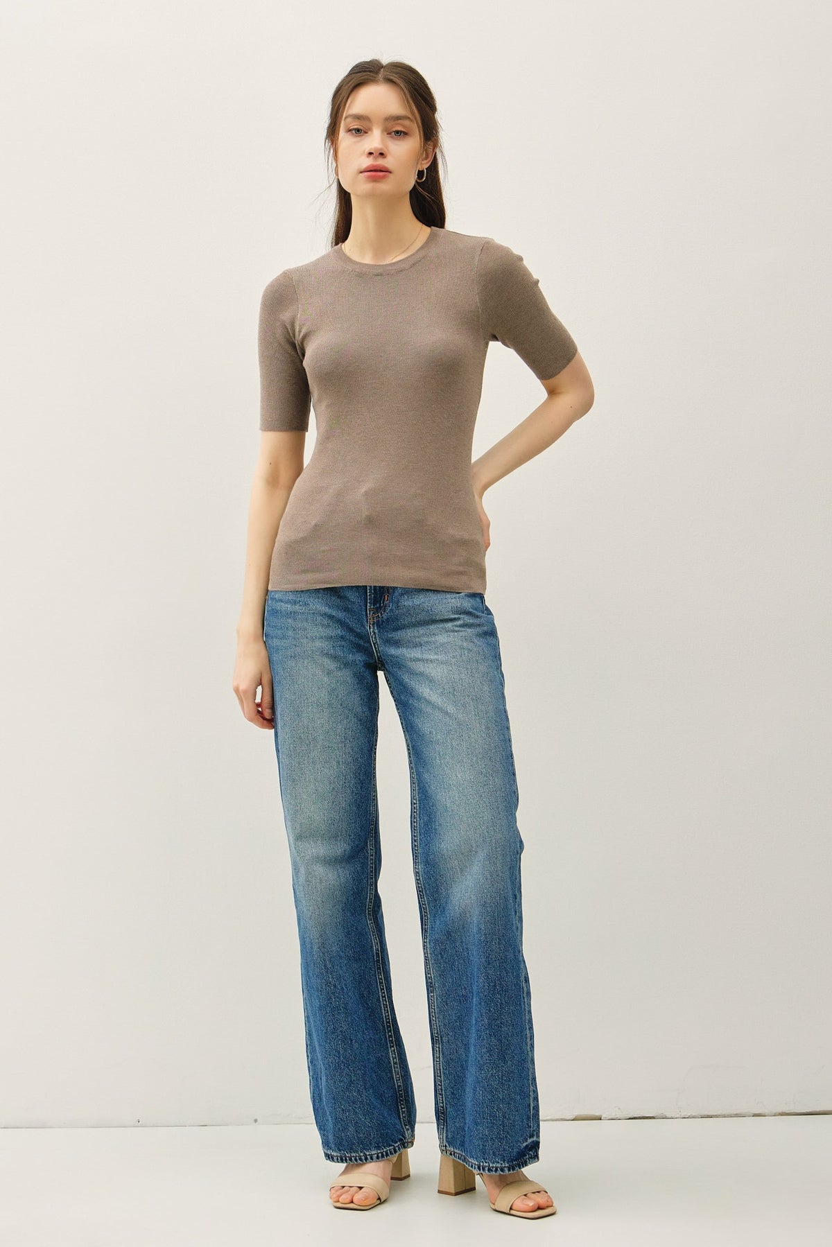 NYLAND Zenna Half Sleeve Rib Knit Top