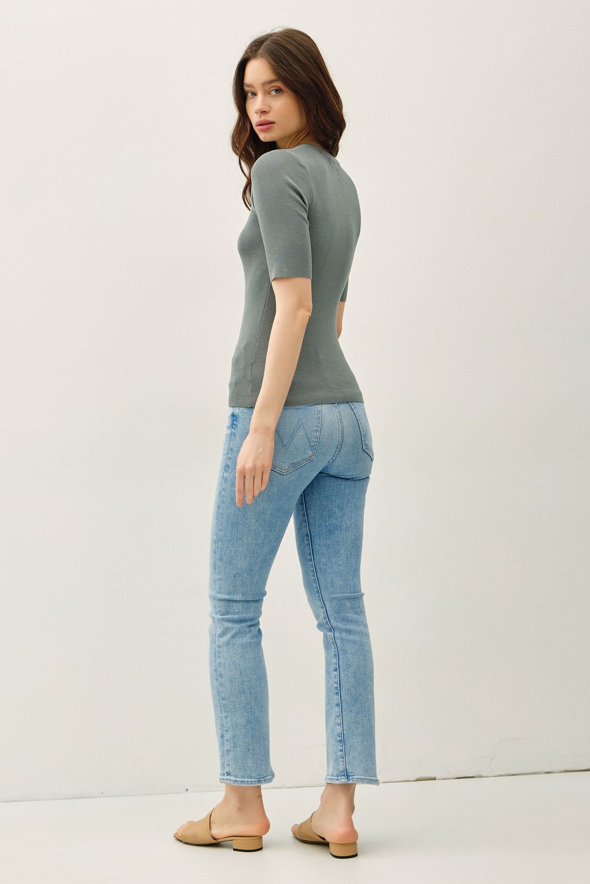 NYLAND Zenna Half Sleeve Rib Knit Top