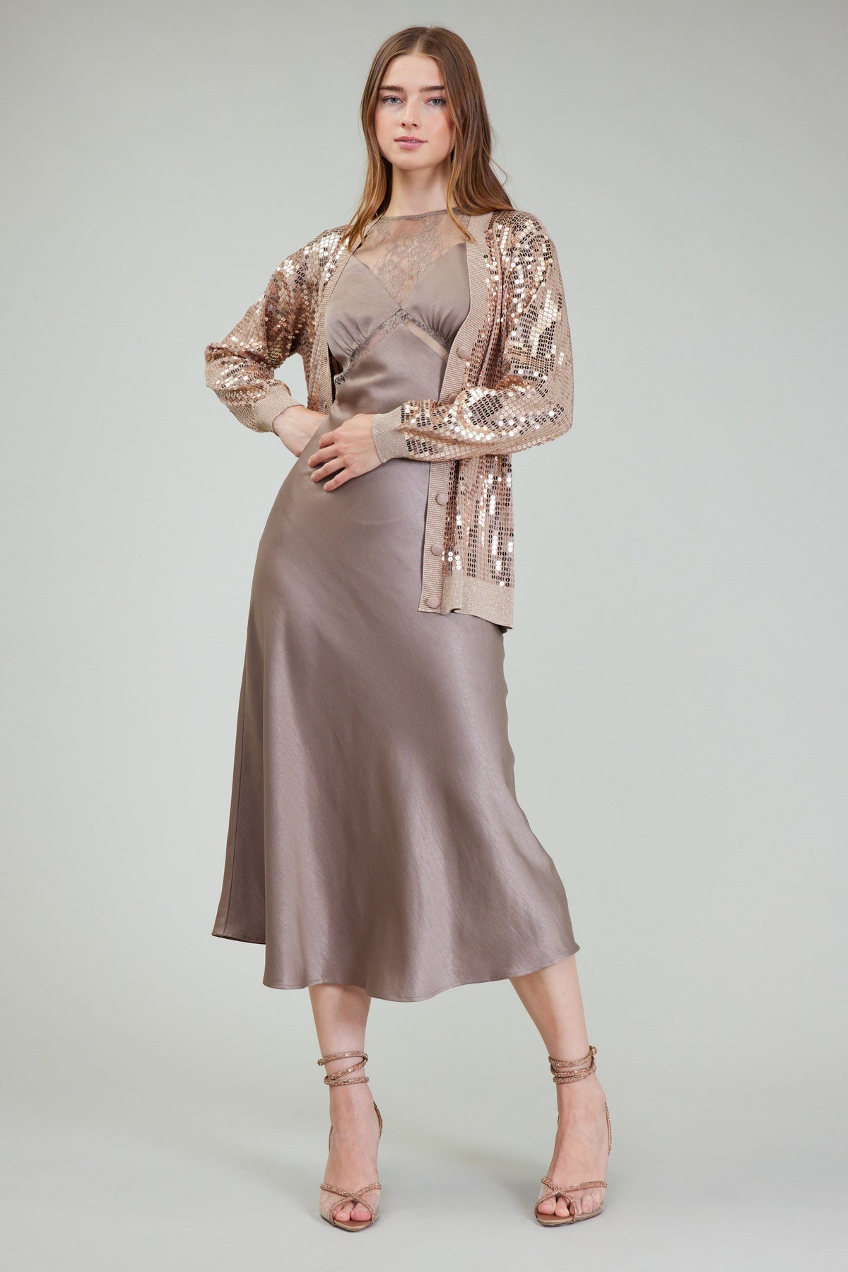 NYLAND Bria Button Front Sequin Cardigan