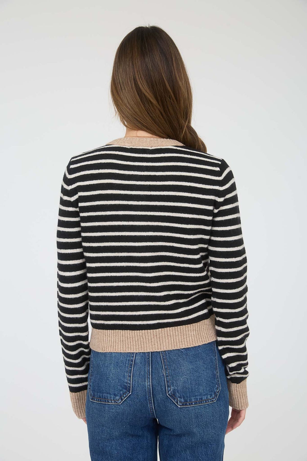 NYLAND Eisley Stripe Colorblock Trim Knit Cardigan