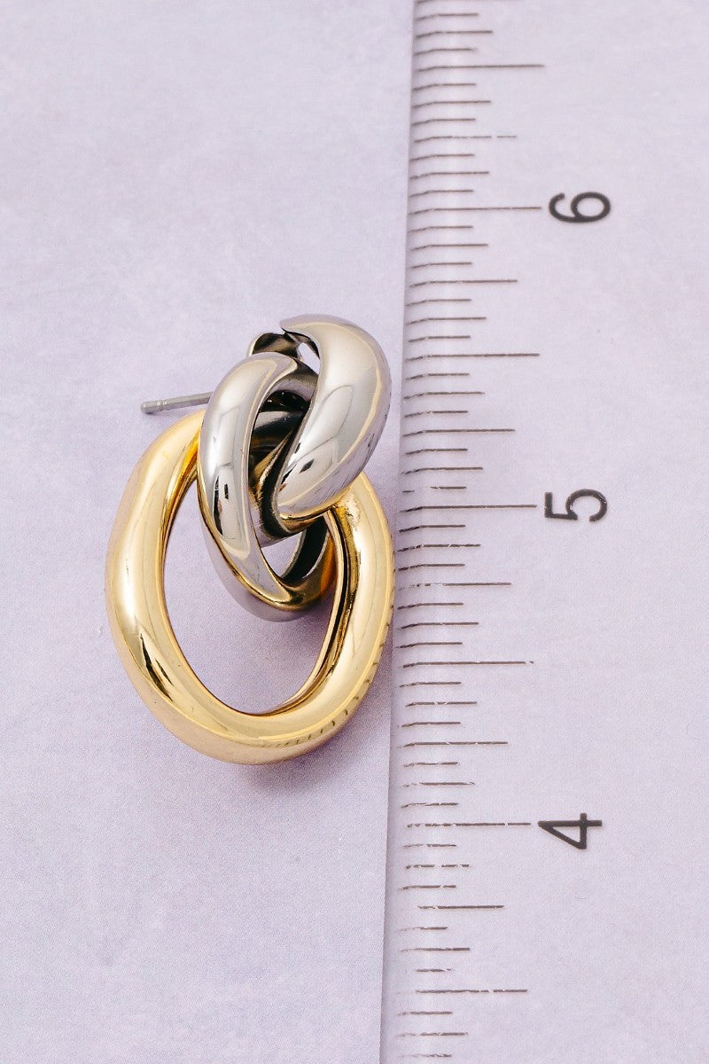 ADORN Ghislaine Two Tone Oval Hoop Door Knocker Earrings