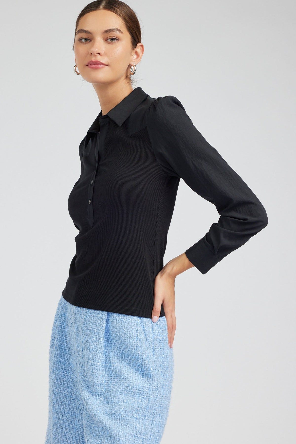 NYLAND Chelsea Henley Collar Top