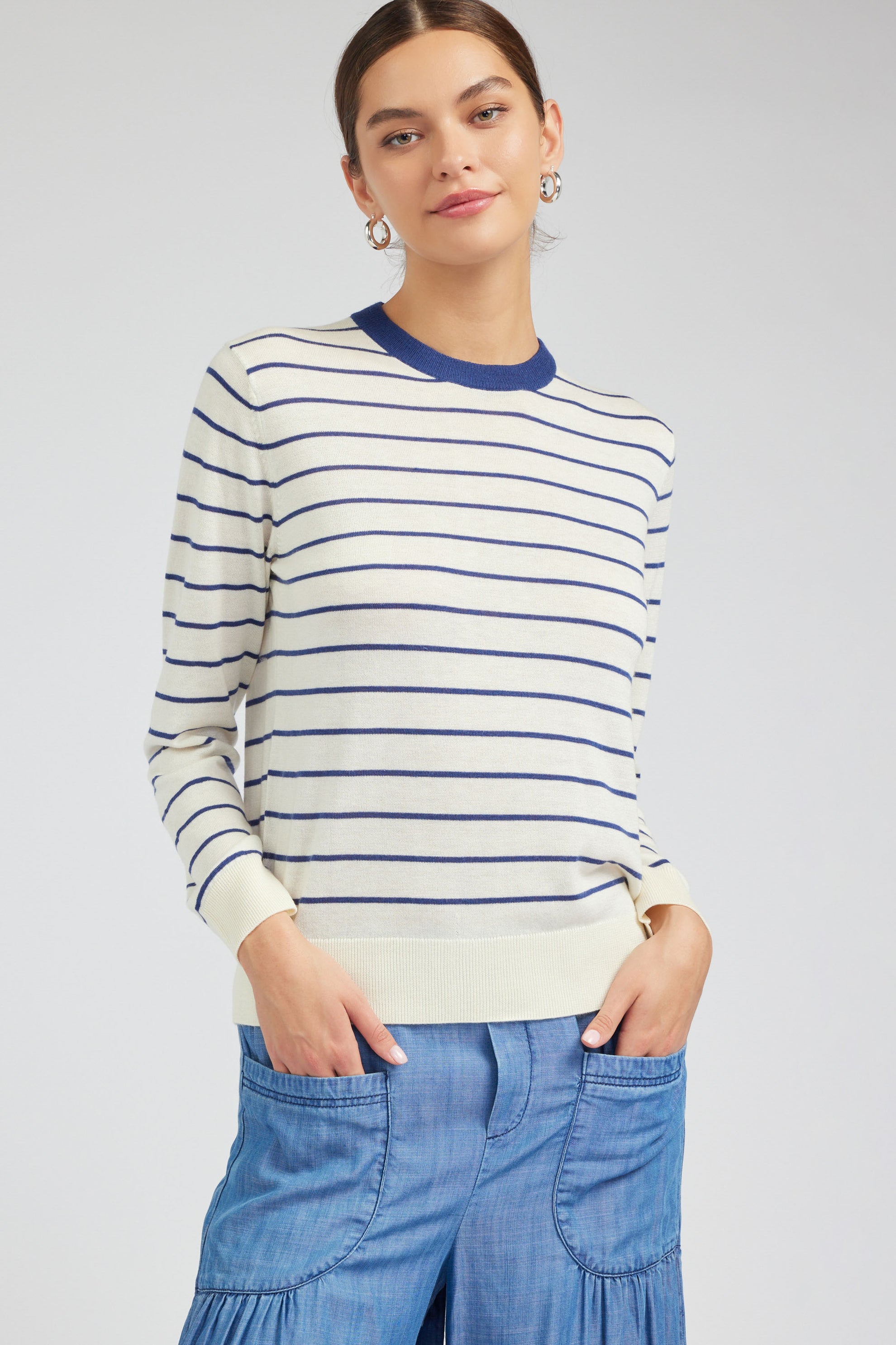 NYLAND Calla Pullover Sweater White navy