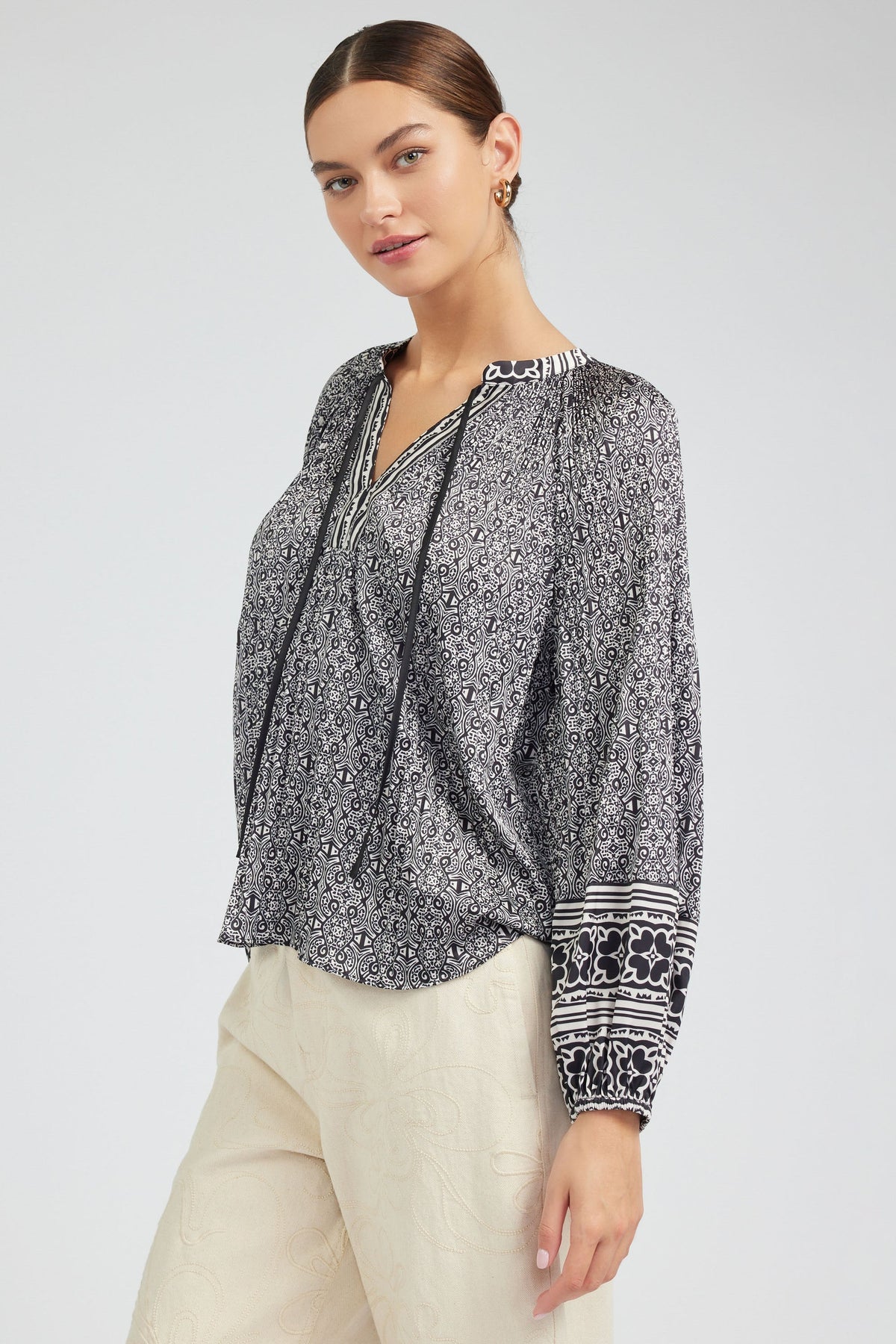 NYLAND Cierra Mandarin Collar LS Blouse
