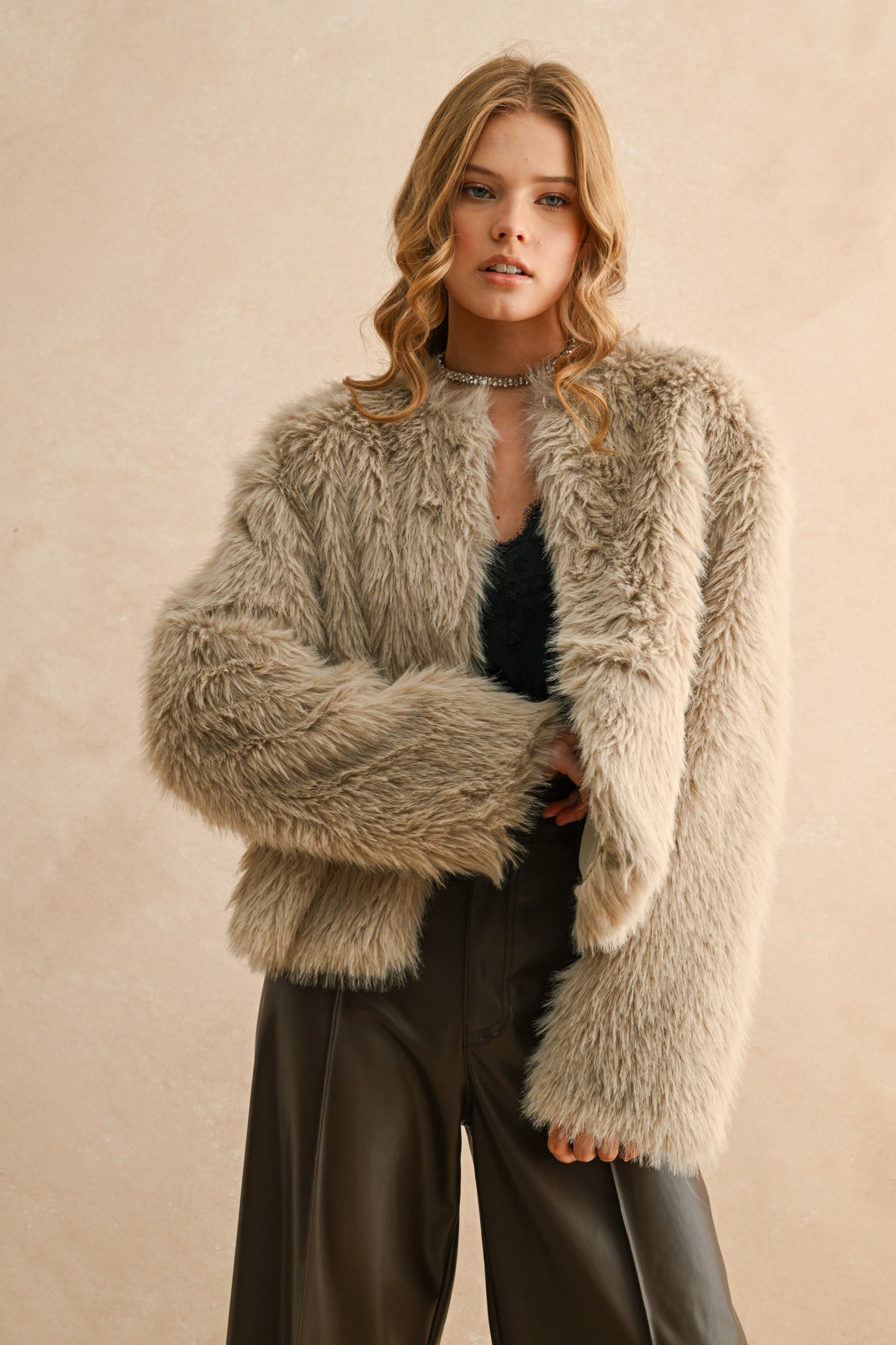 NYLAND Dorcas Fur Jacket Stone