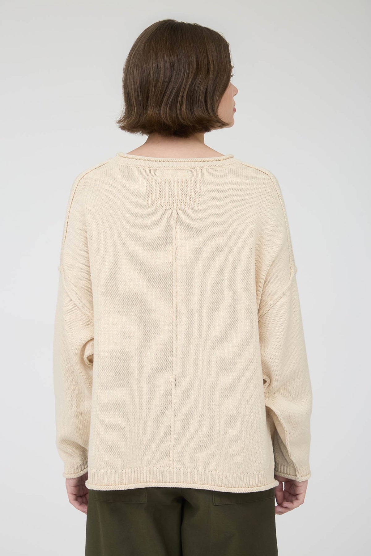NYLAND Leopoldine Raw Edge Extended Shoulder Long Sleeve Sweater