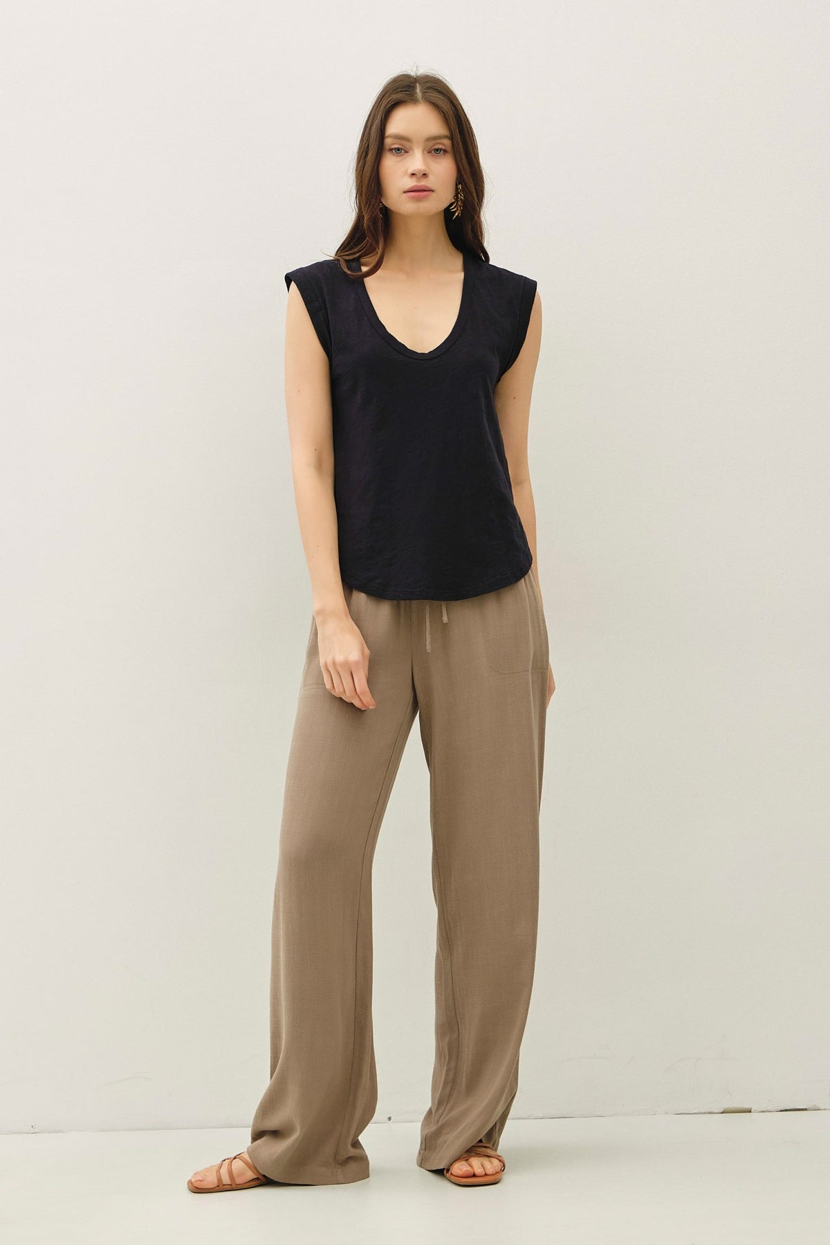 NYLAND Ceinwen Cap Sleeve Garment Dyed Top