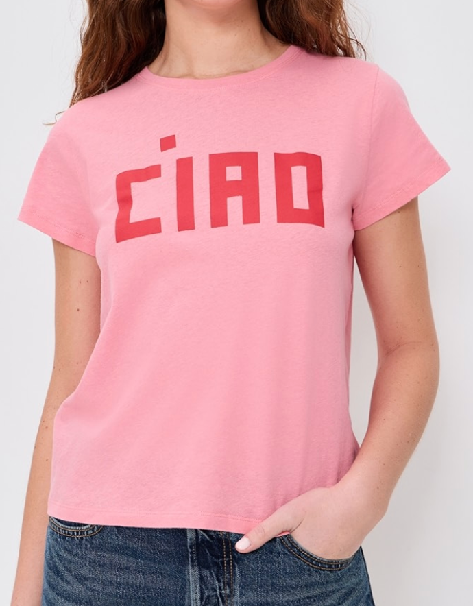 Clare V. Classic Tee Cotton/Linen Block CIAO Petal