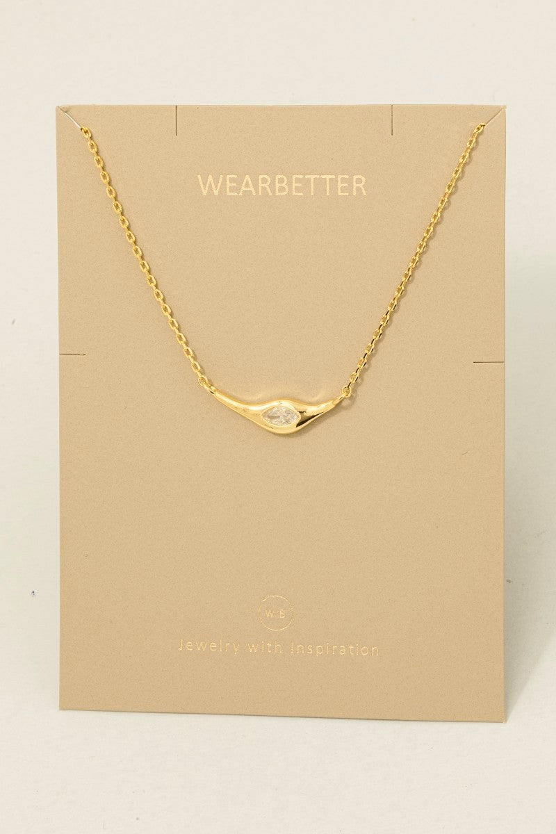 NYLAND Long Ornate Cz Stud Pendant Necklace