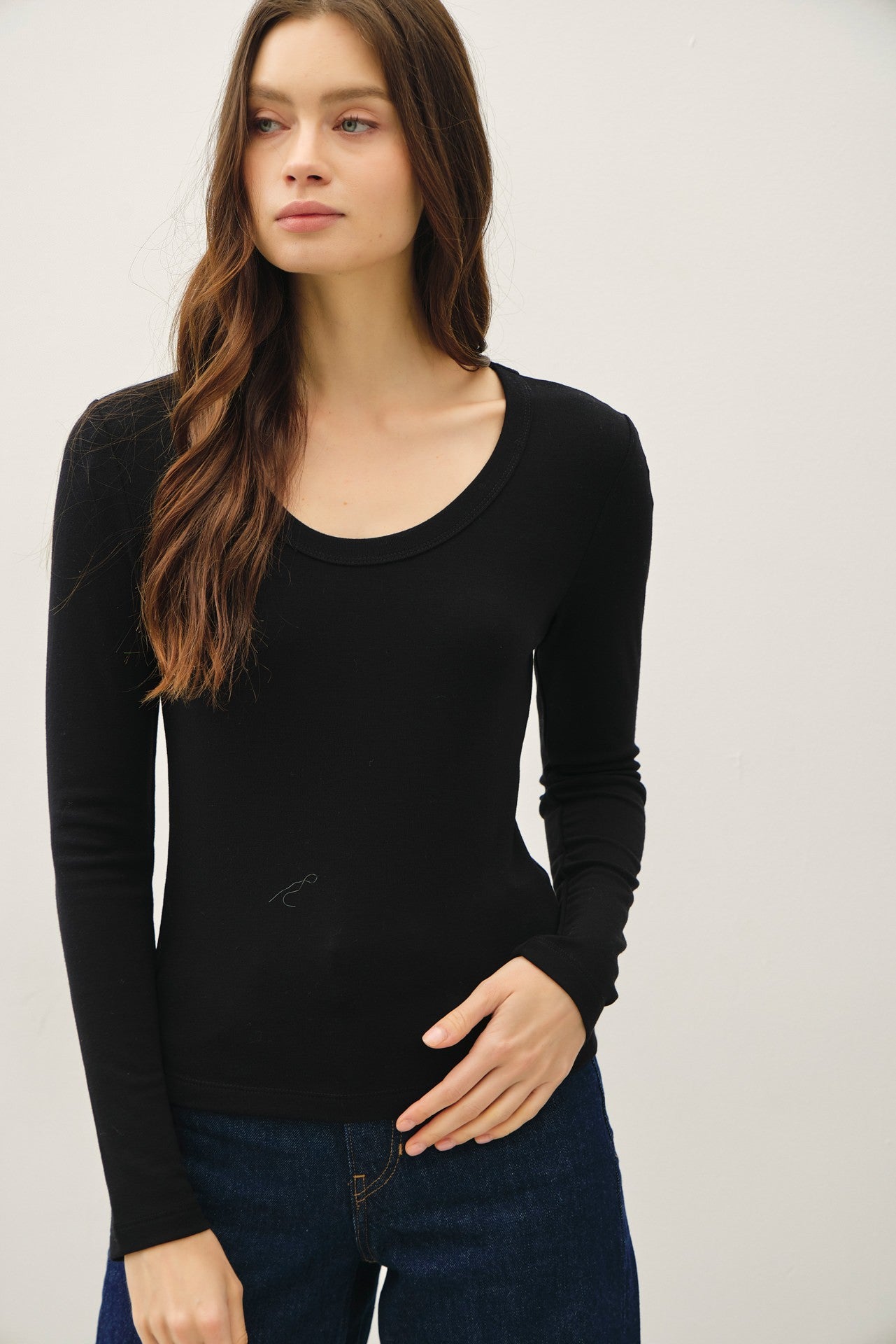 NYLAND Ilana Soft Jersey U Neck Long Sleeve