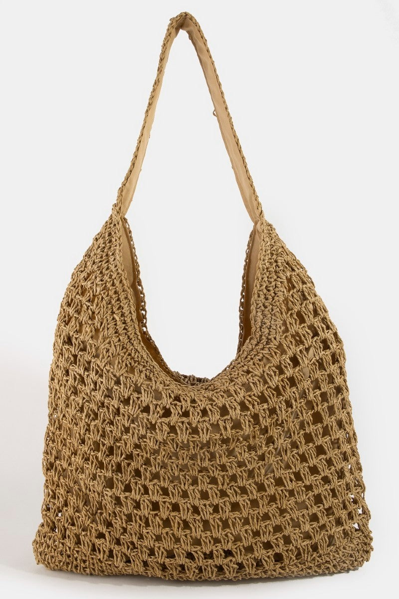 NYLAND Intricate Straw Weave Large Shoulder Bag
