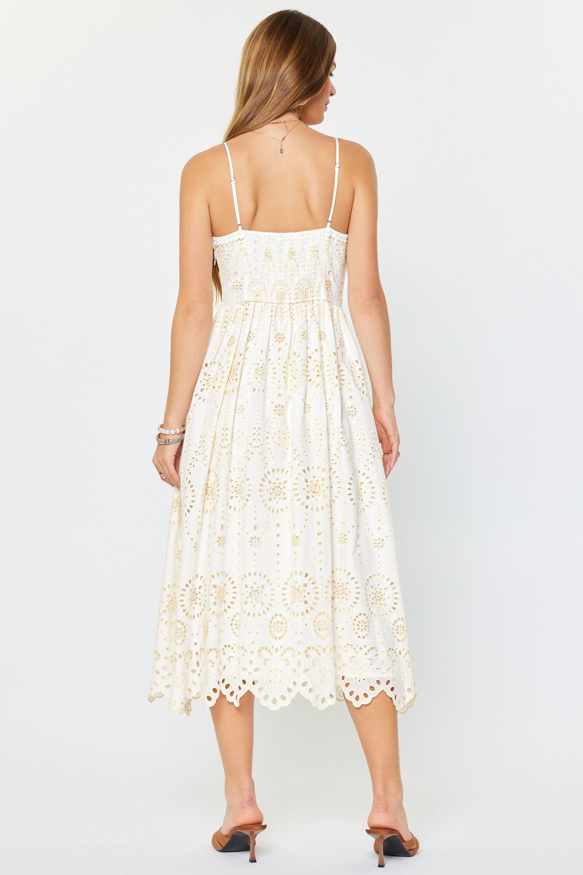 NYLAND Gabriella Midi Dress w/ Back Smocked