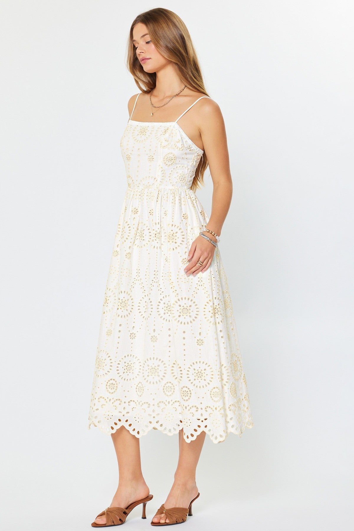 NYLAND Gabriella Midi Dress w/ Back Smocked