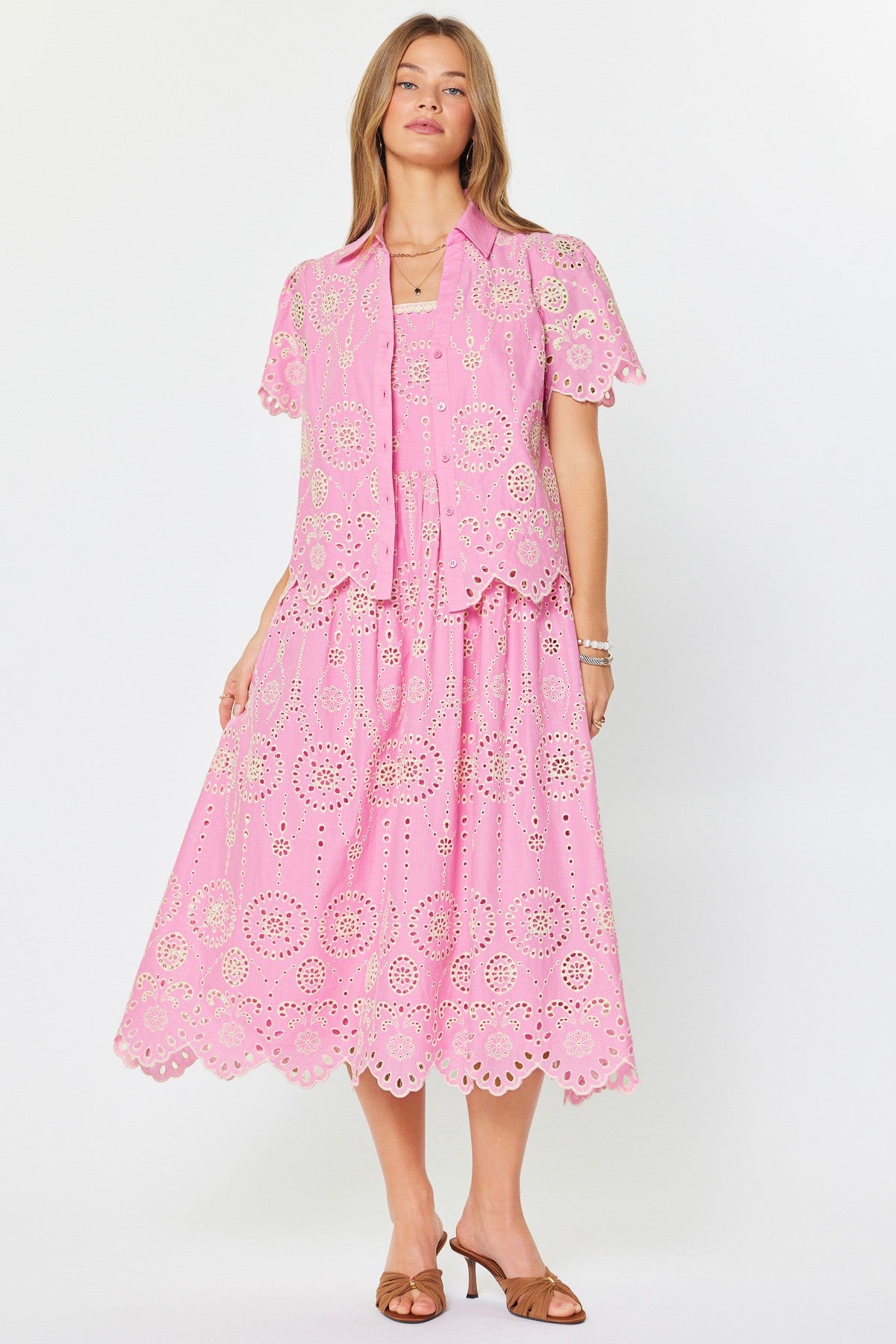 NYLAND Gabriella Midi Dress w/ Back Smocked