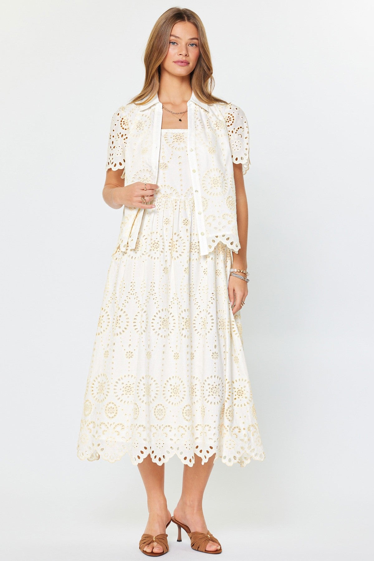 NYLAND Gabriella Midi Dress w/ Back Smocked