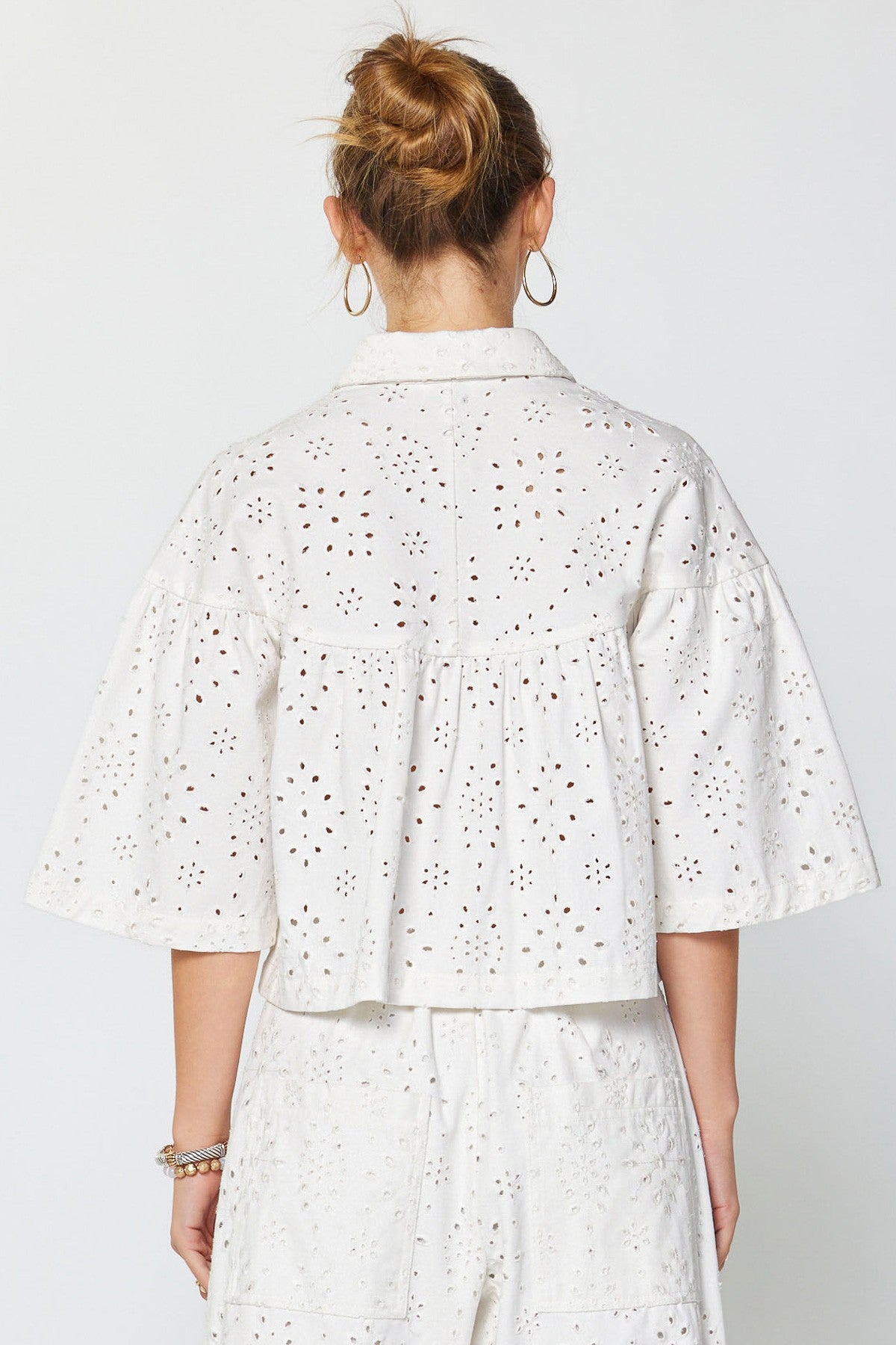 NYLAND Genevieve Eyelet Collared Shirt Jacket