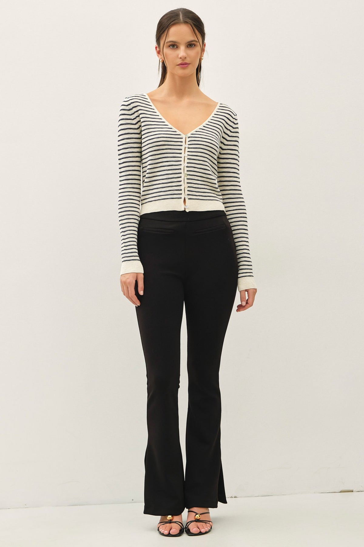 NYLAND Noelle Striped Crop Cardigan