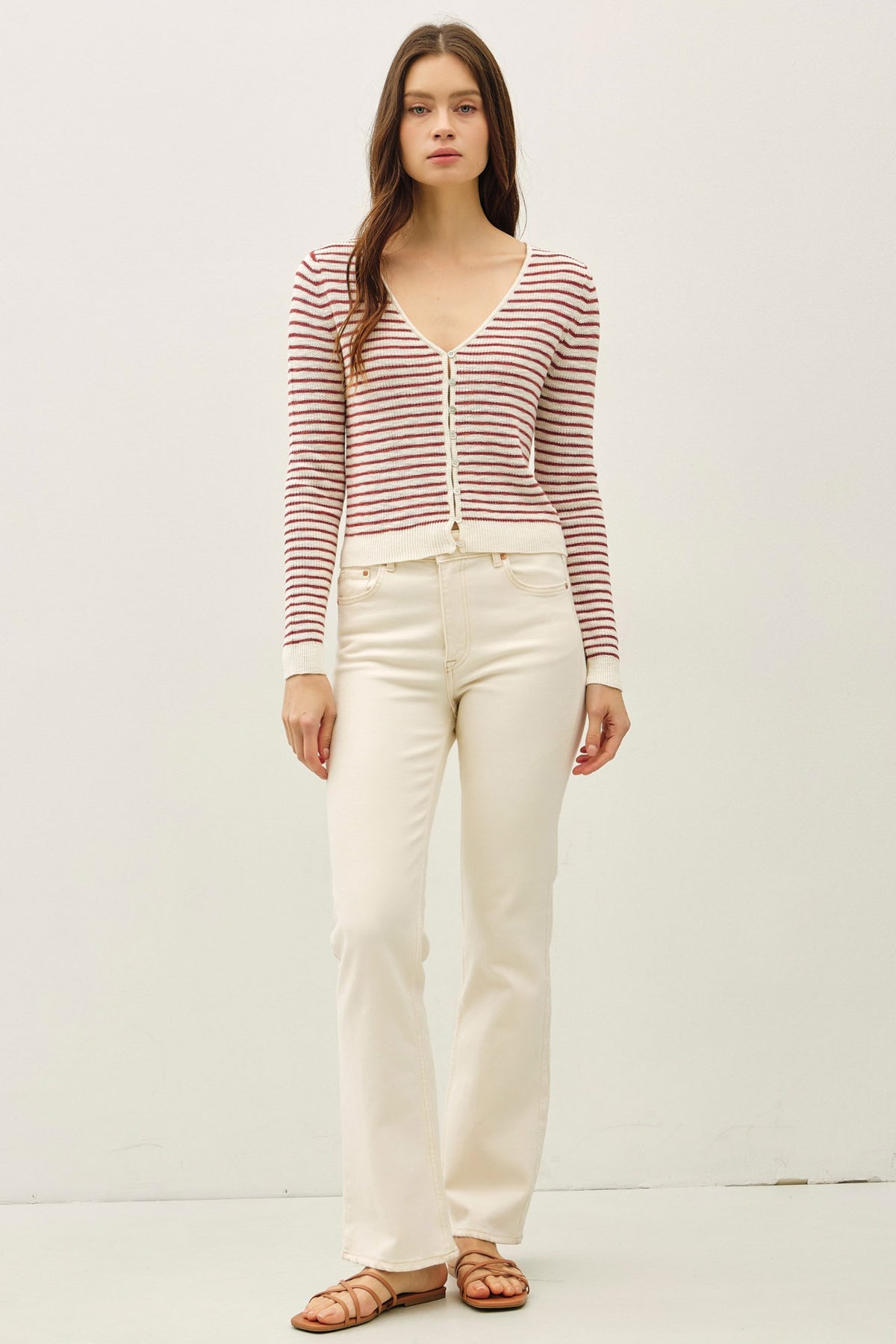 NYLAND Noelle Striped Crop Cardigan