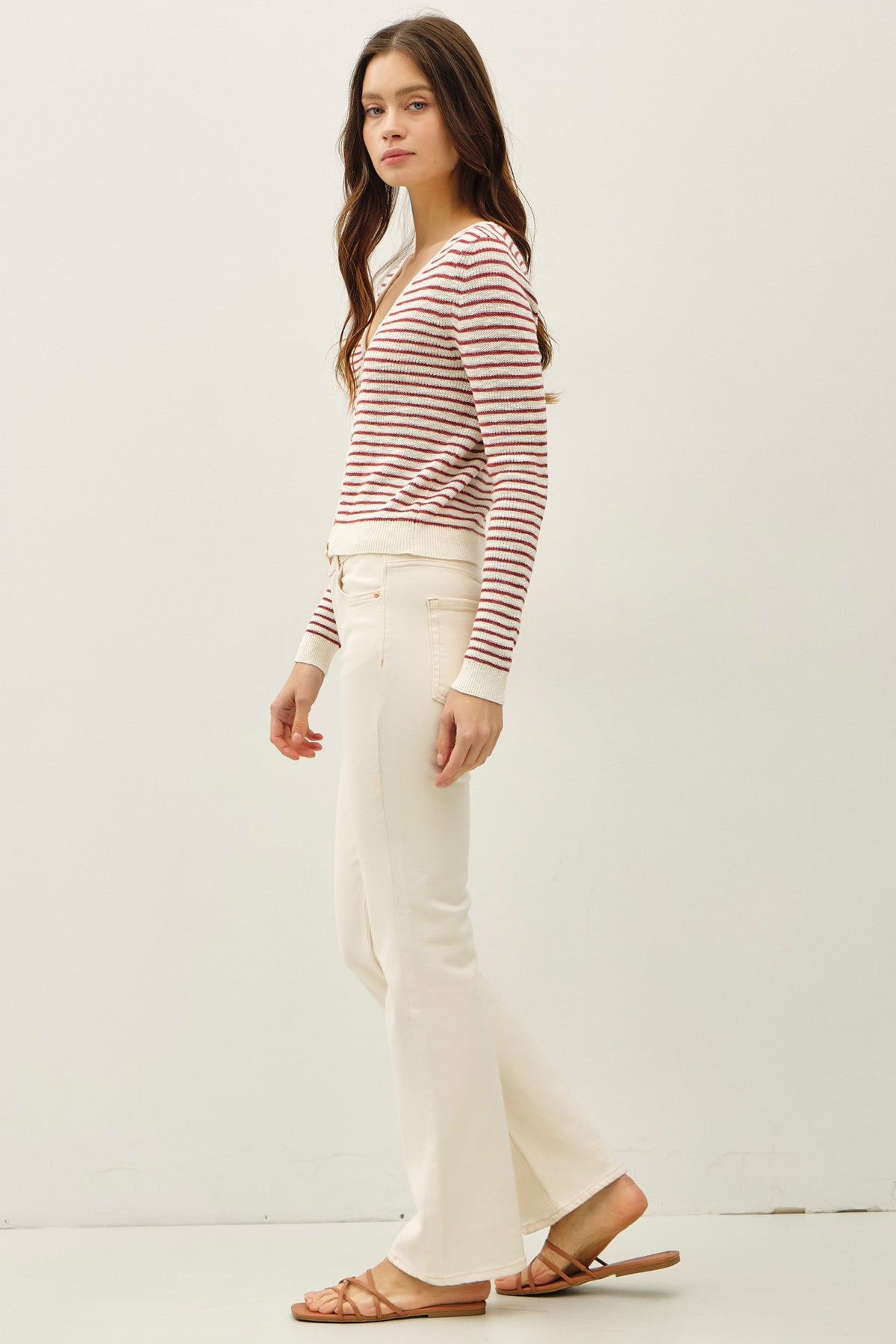 NYLAND Noelle Striped Crop Cardigan