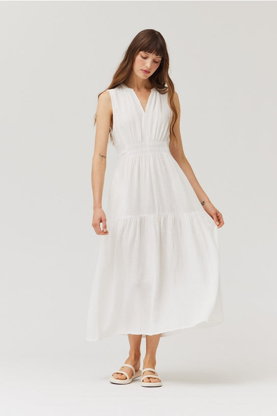 NYLAND Rin Solid Gauze Midi Dress Off White