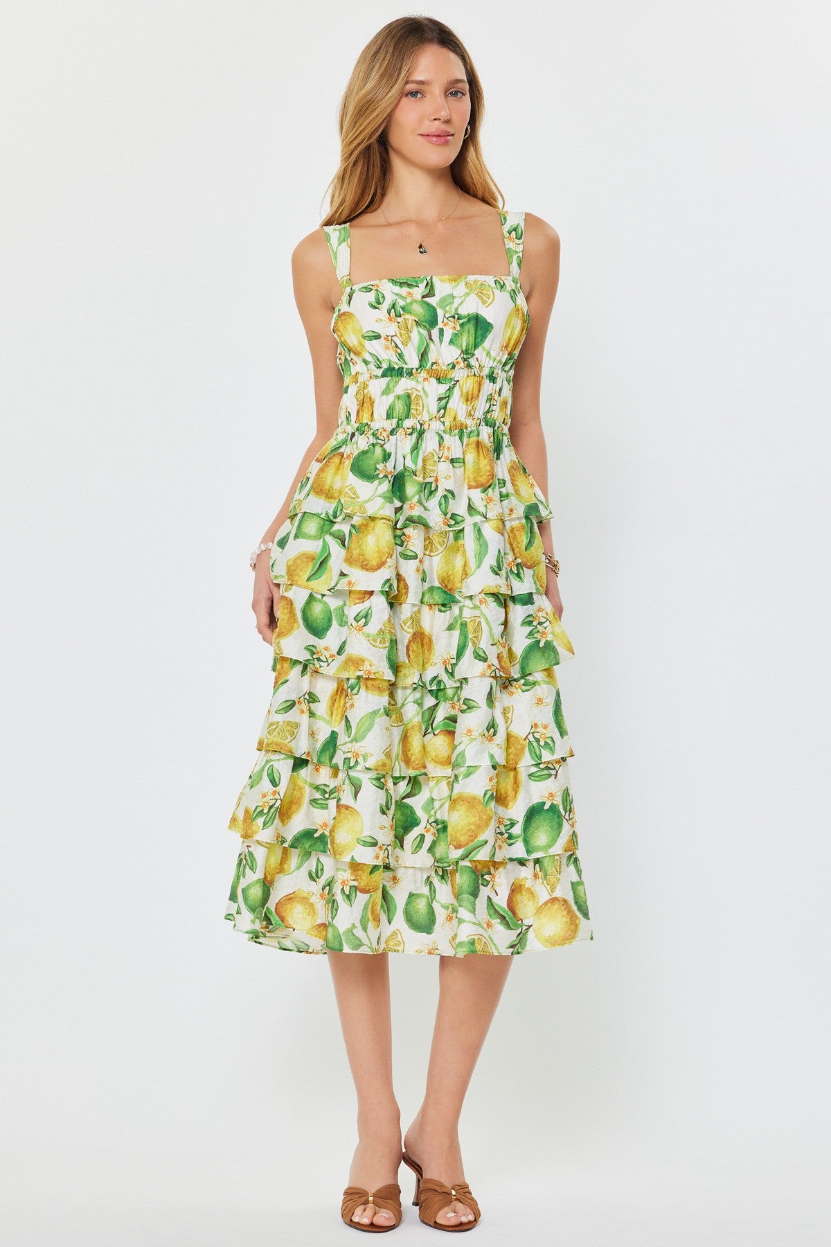 NYLAND Kiana Lemon Printed Midi Dress