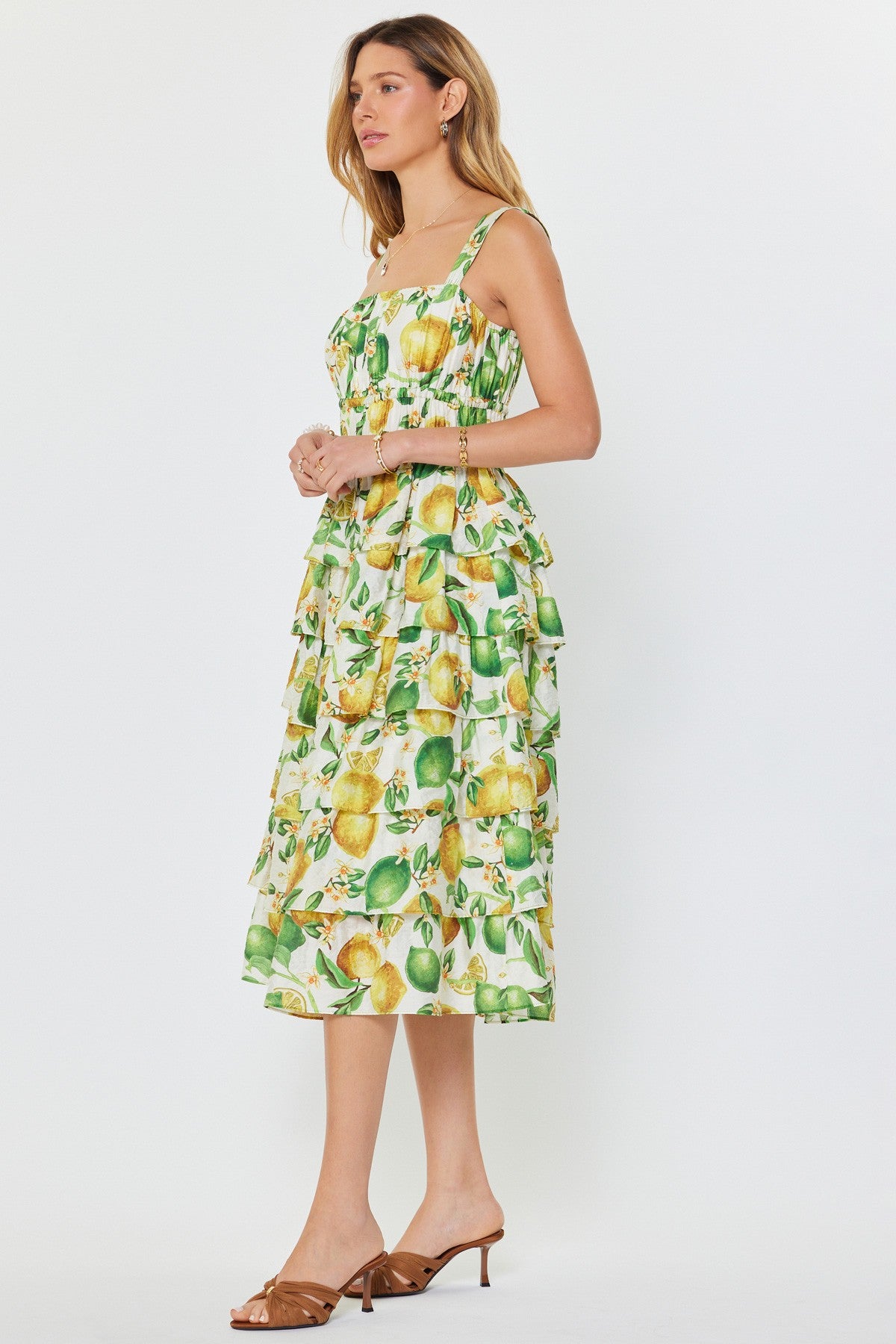NYLAND Kiana Lemon Printed Midi Dress Lemon Multi / L