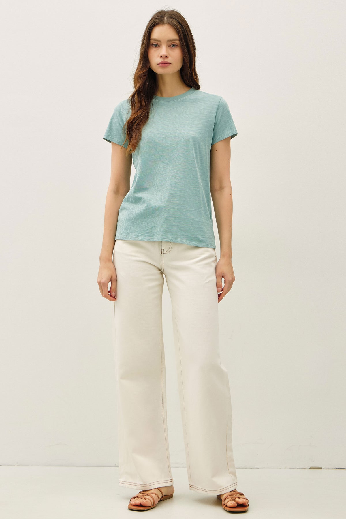 NYLAND Marlowe Acid Wash Tee Seafoam