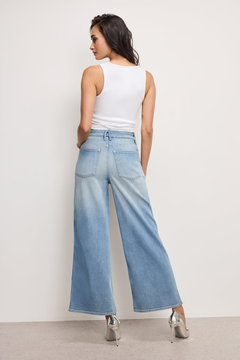 Good American Good Skate Wide Cropped Jeans in Indigo958