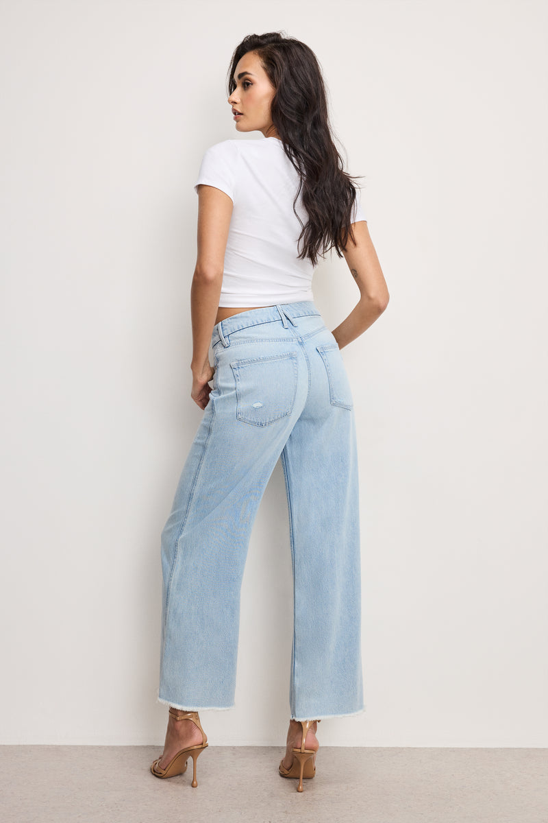 Good American Weightless Good Skate Wide Cropped Jeans in Indigo959