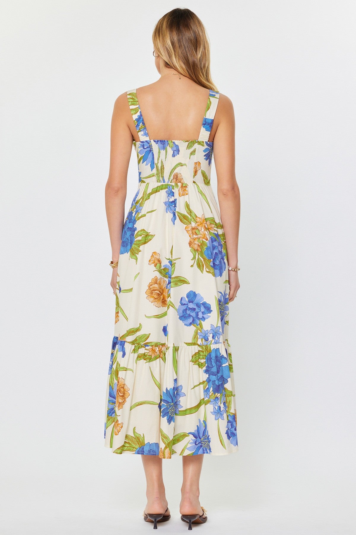 NYLAND Juliana Floral Heart Neck Tiered Midi Dress