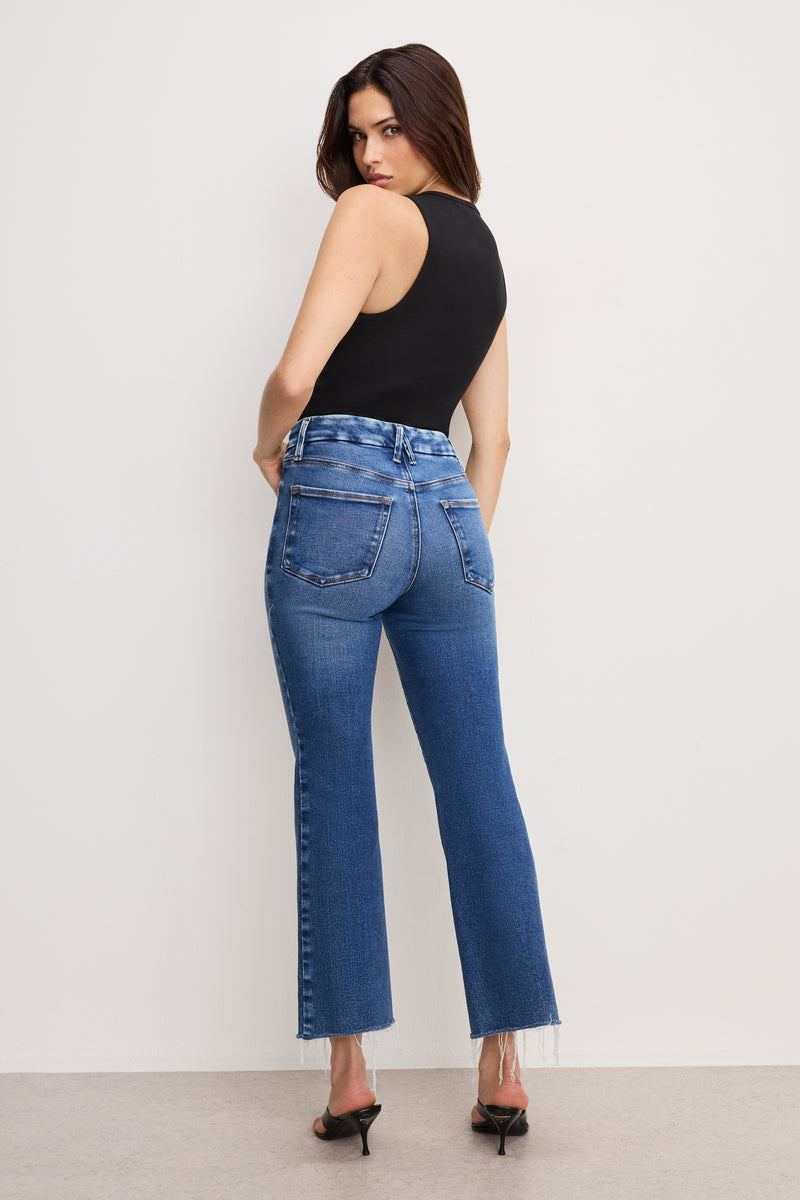 Good American Good Legs Cropped Mini Boot in Indigo818