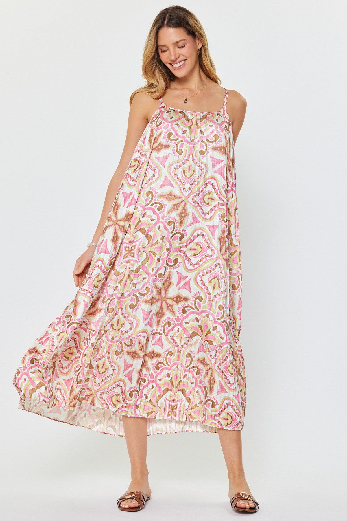 NYLAND Laila Printed Tiered Midi Dress