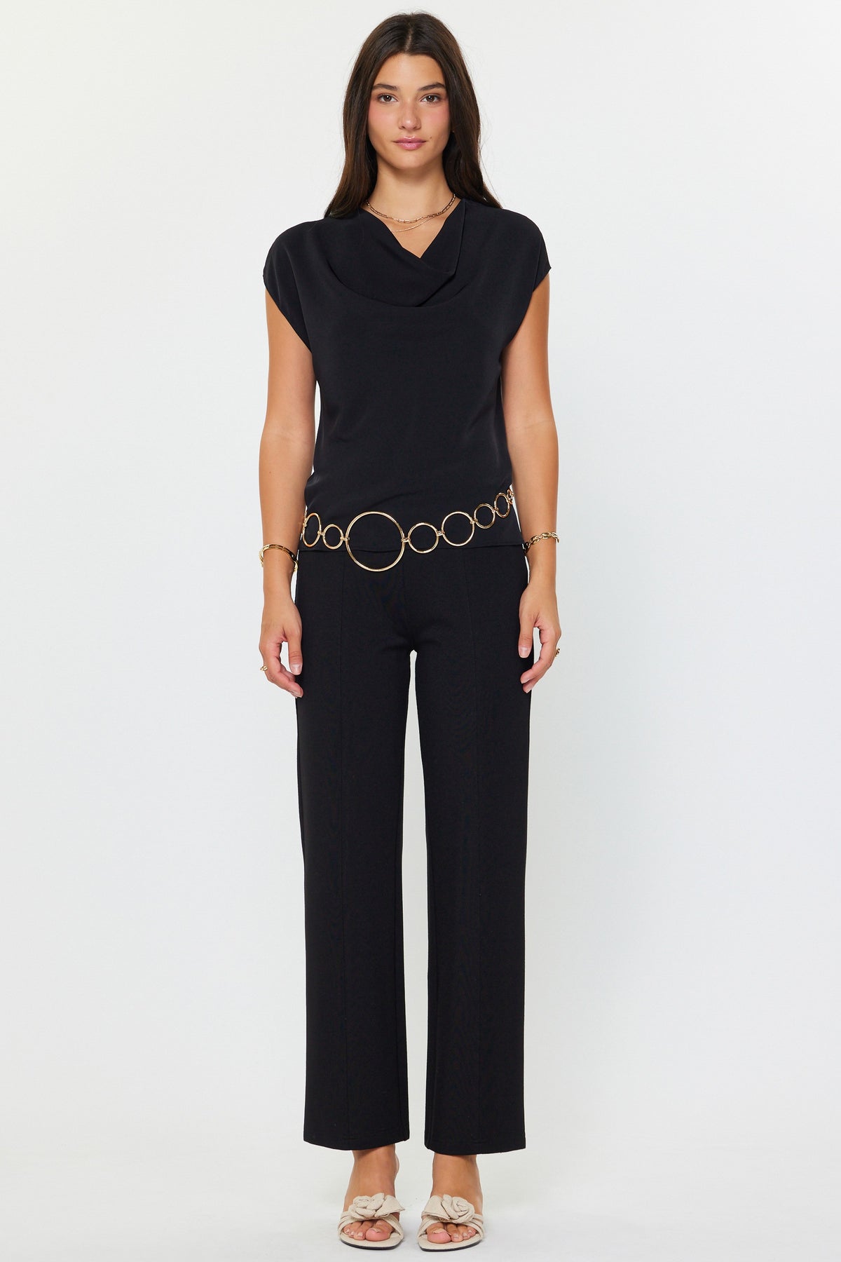 NYLAND Gracen Cowl Neck Cap Sleeve Top