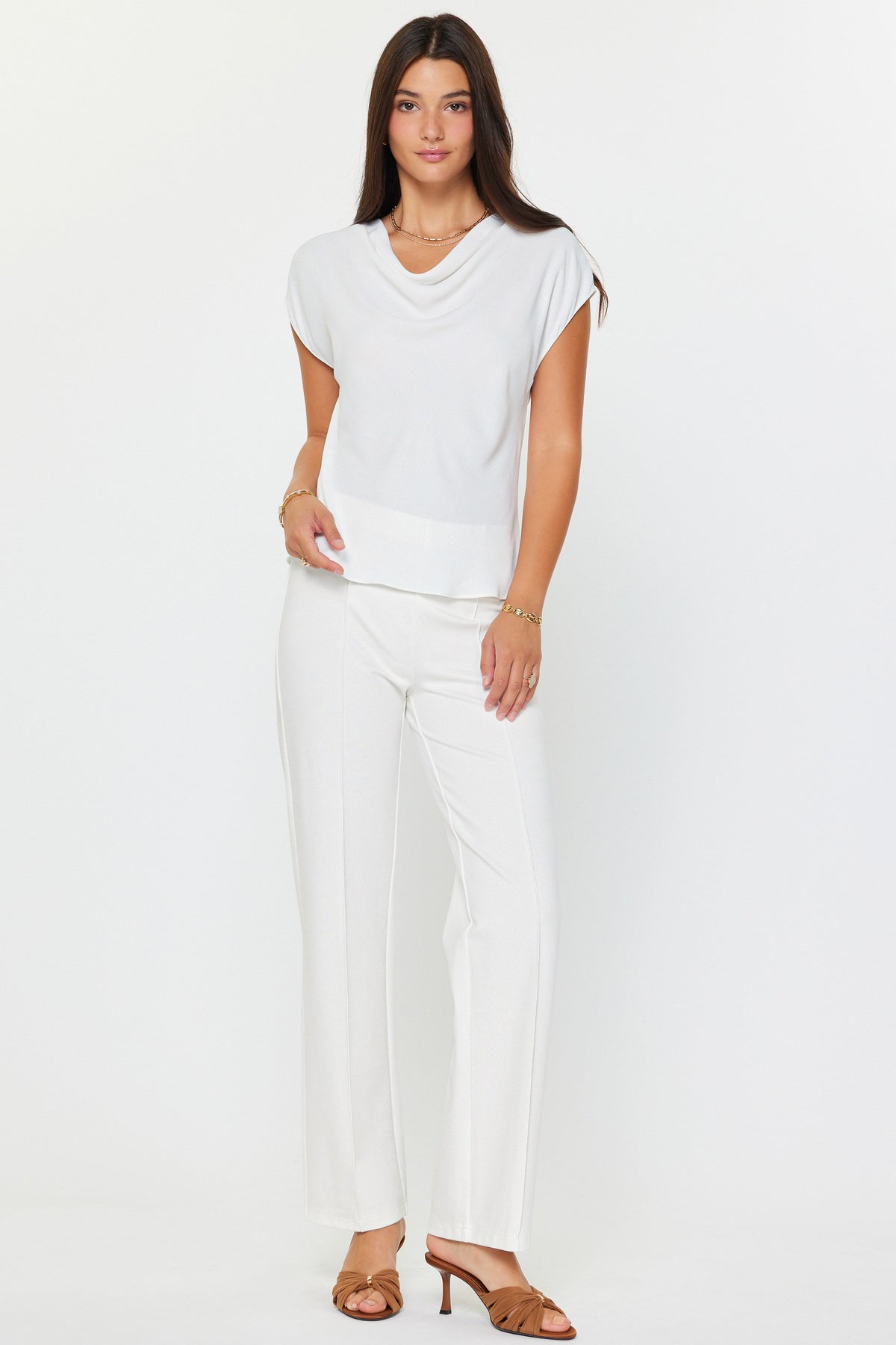 NYLAND Gracen Cowl Neck Cap Sleeve Top