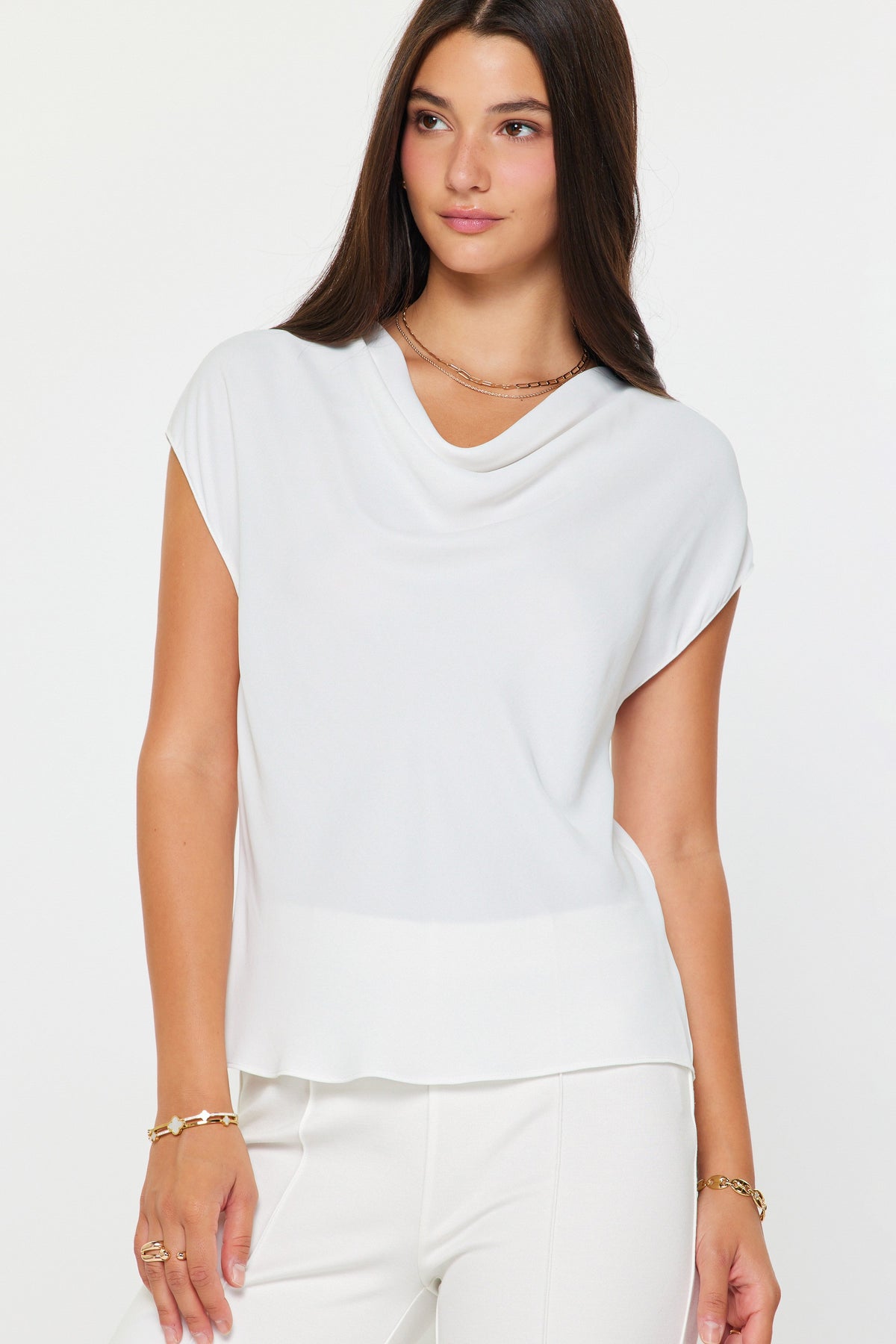 NYLAND Gracen Cowl Neck Cap Sleeve Top