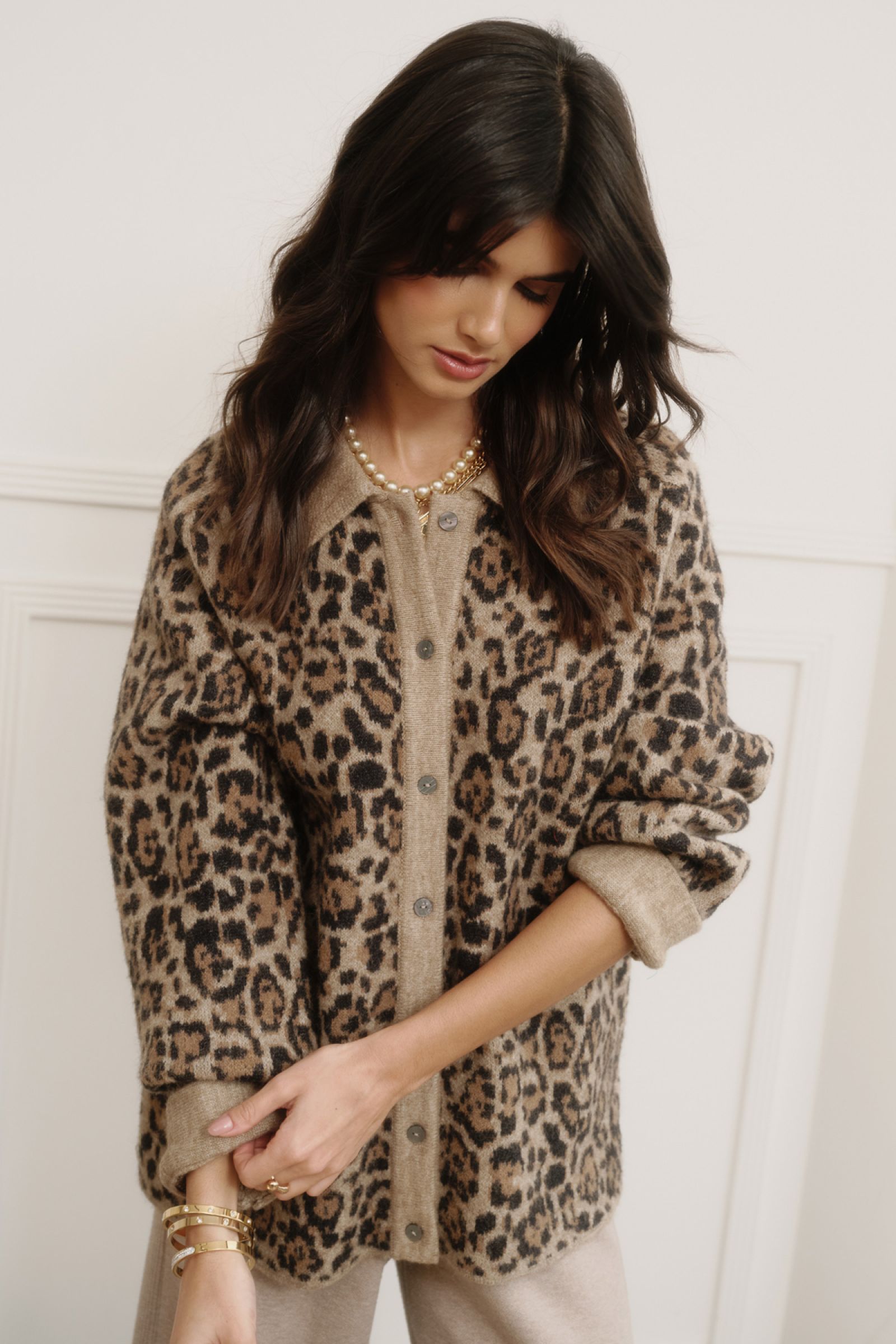 NYLAND Delyth Button Up Jacquard Knit Shacket