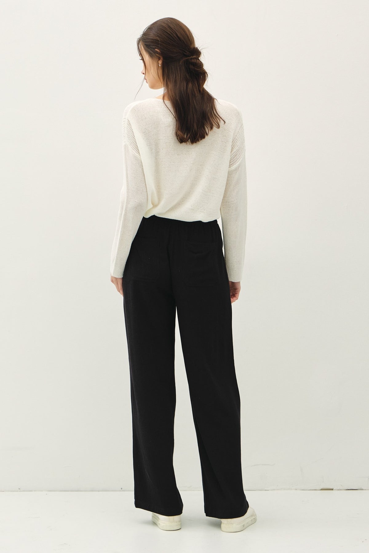 NYLAND Brenna Drawstring Wide Leg Linen Pants