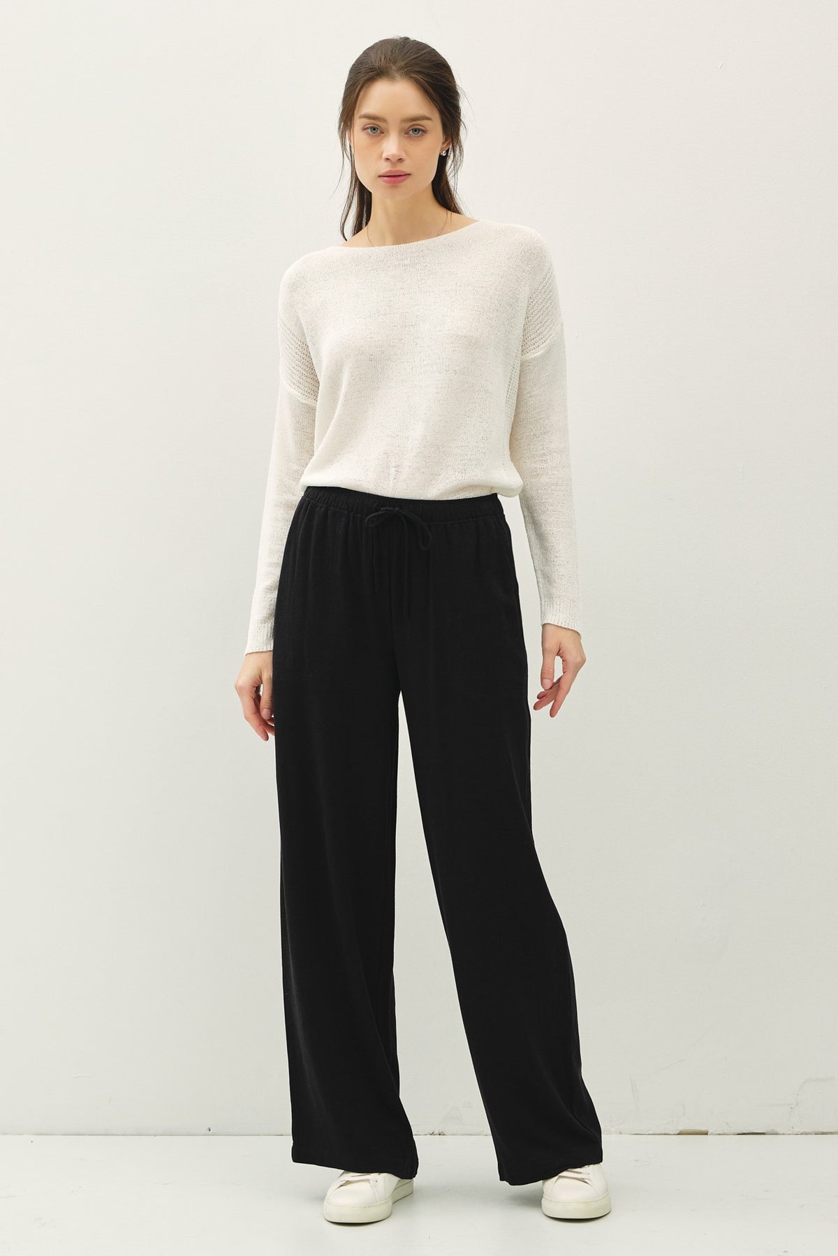 NYLAND Brenna Drawstring Wide Leg Linen Pants