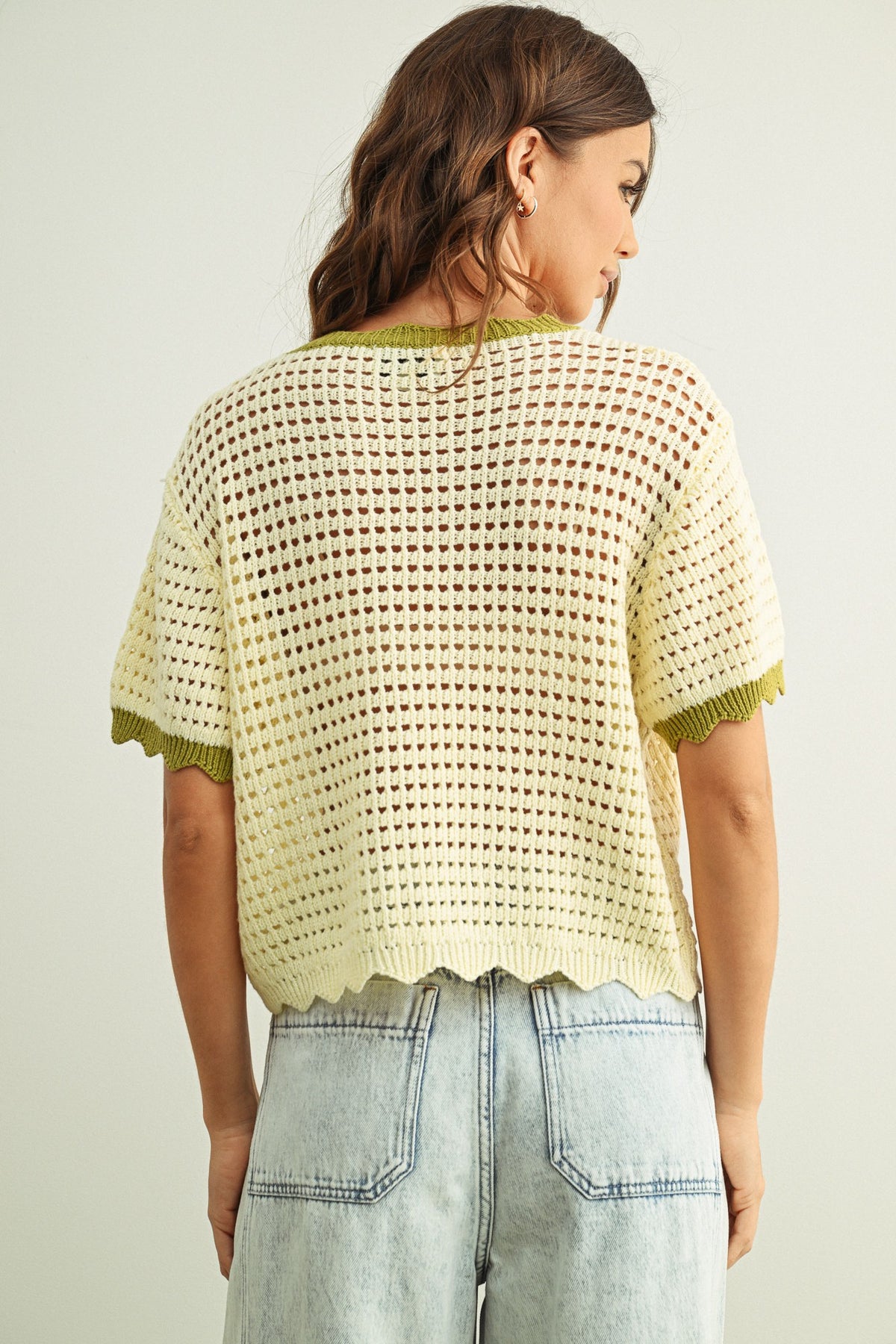 NYLAND Eliska Scalloped Knitted Top