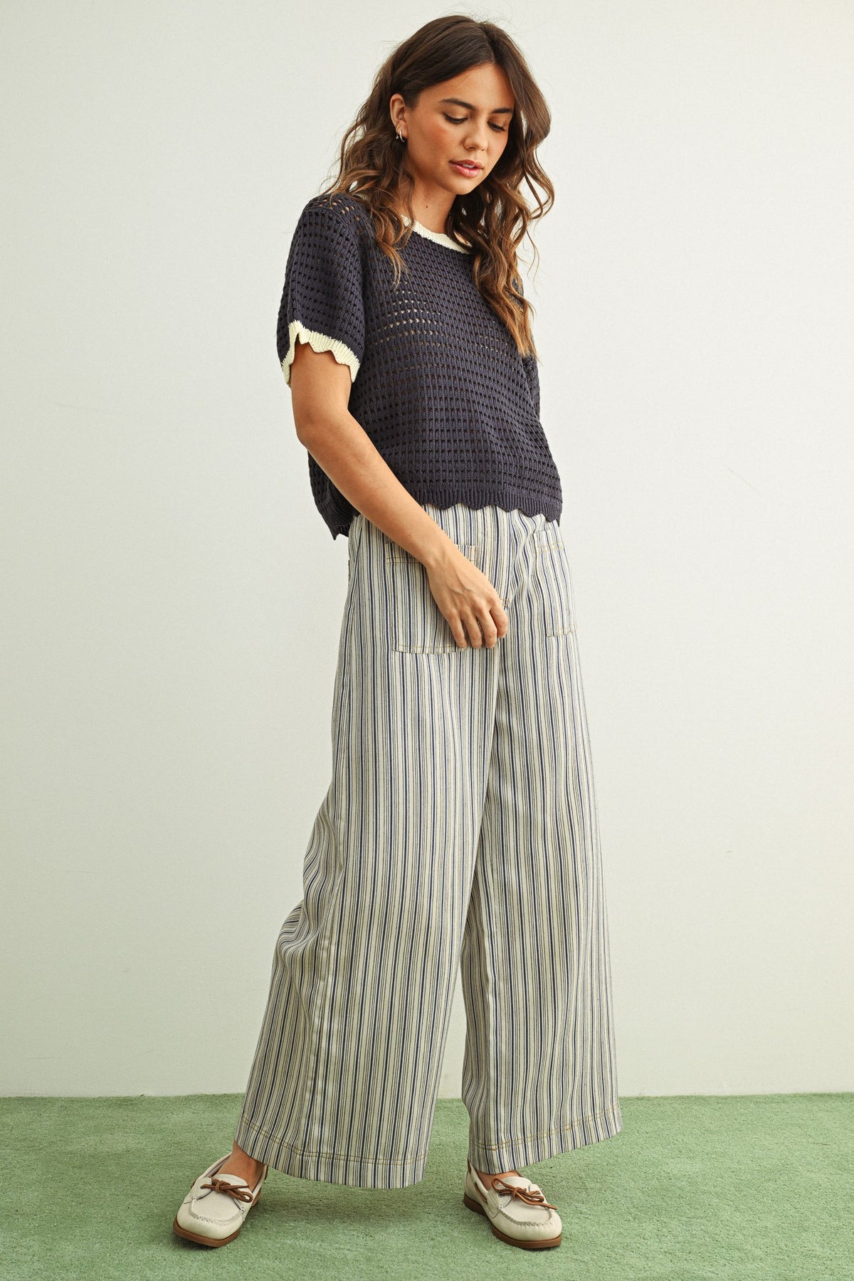 NYLAND Eliska Scalloped Knitted Top