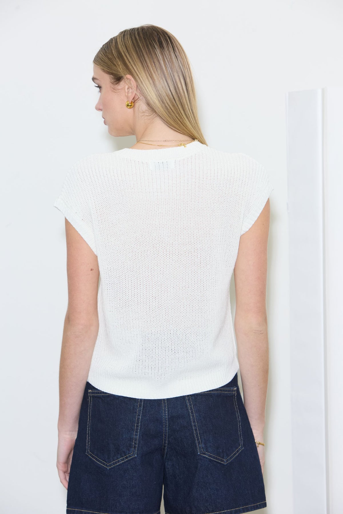 NYLAND Aspen Short Sleeve Button Down Knit Cardigan Vest